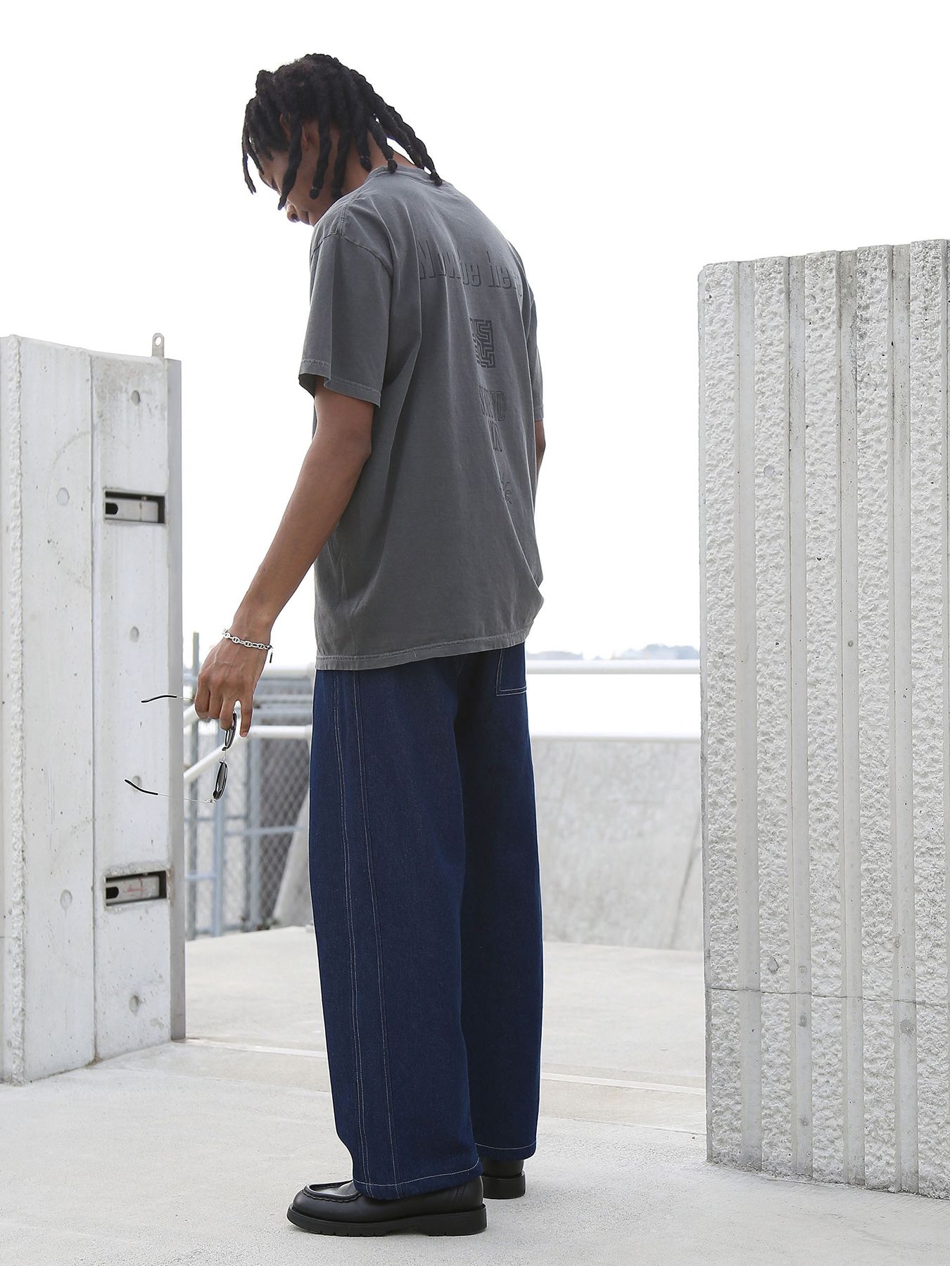 DENIM-MESH PANTS / インディゴ【QUOLT】