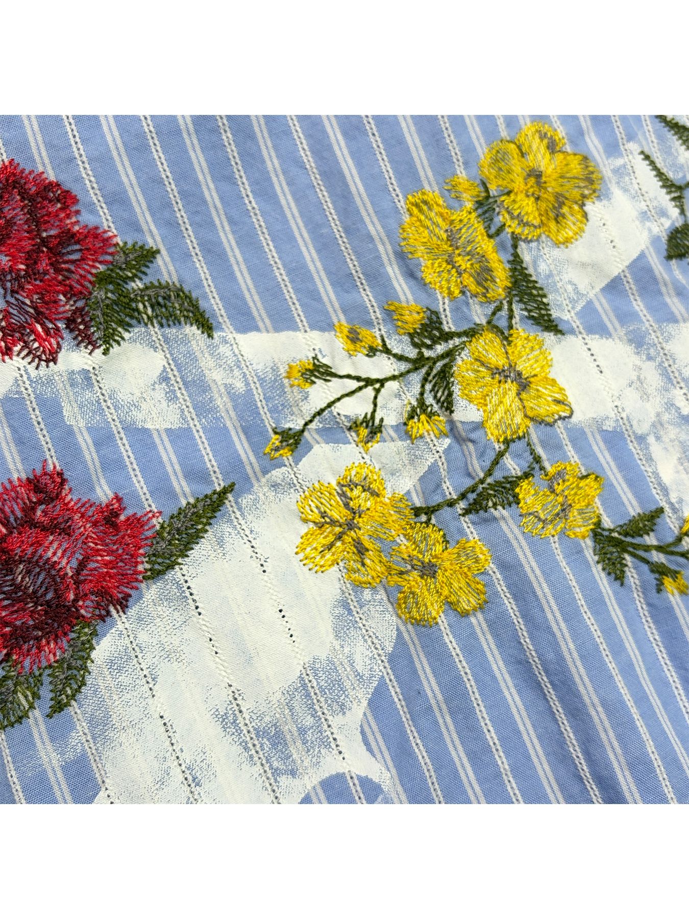 【予約品 8月23日(日) 締切】STRIPES SHIRT FLOWER / ブルー