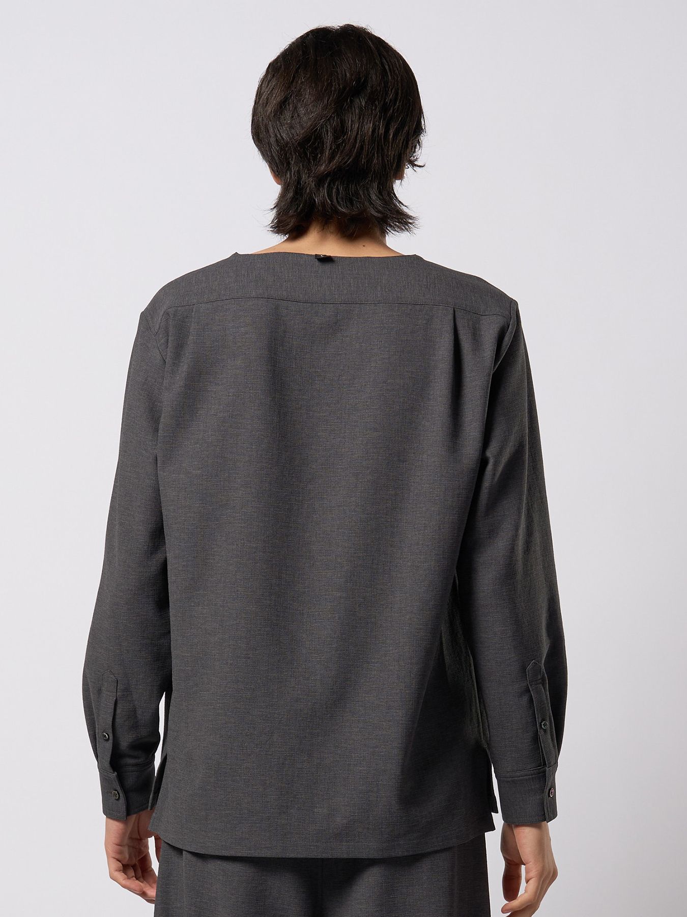 【予約品 9月23日(火) 締切】boat V-neck pullover shirt / ボートVネック プルオーバーシャツ / チャコール