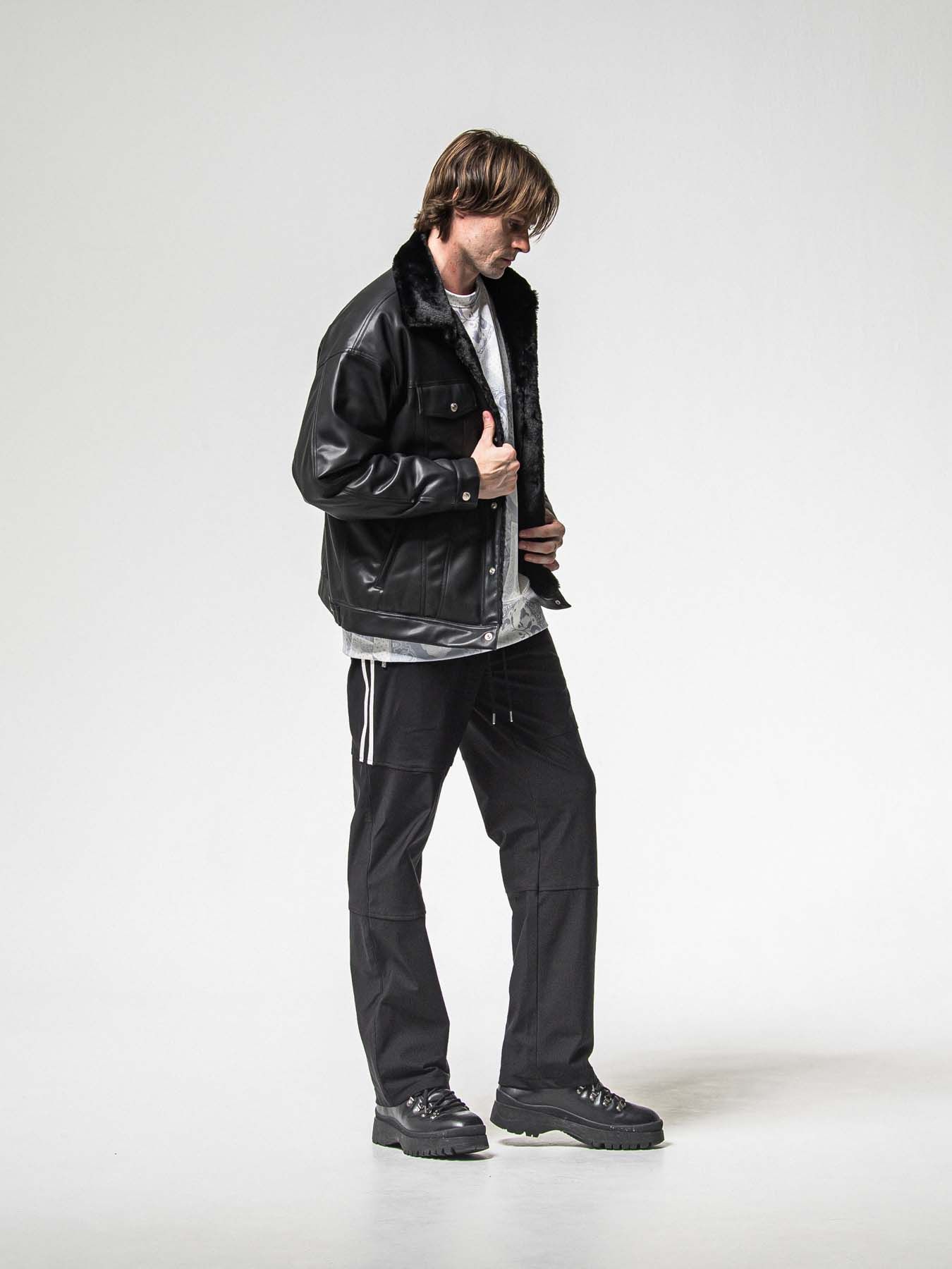 【予約品 8月31日(日) 締切】LEATHER FUR OVER G / レザーファーオーバーGジャケット / ブラック