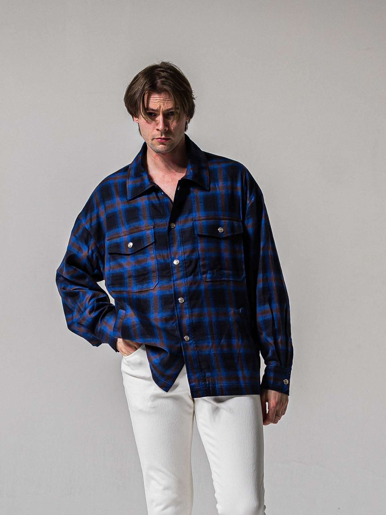 【予約品 11月16日(日) 締切】50s CHECK JK / オンブレチェック シャツジャケット / ブルー