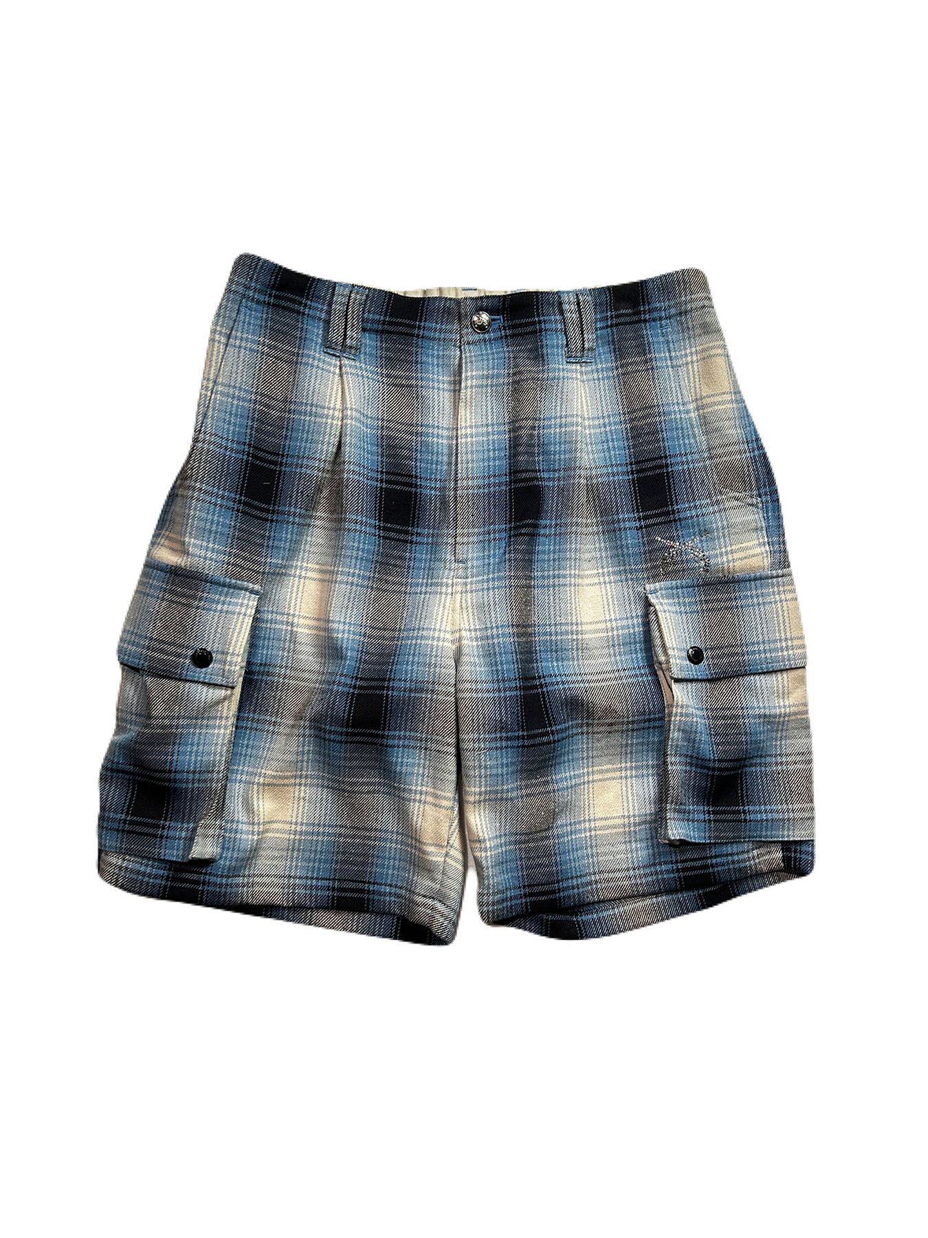 【予約品 8月10日(日) 締切 】SILK CHECK SHORTS A / シルクチェックショーツ / クリスタル サックスブルー