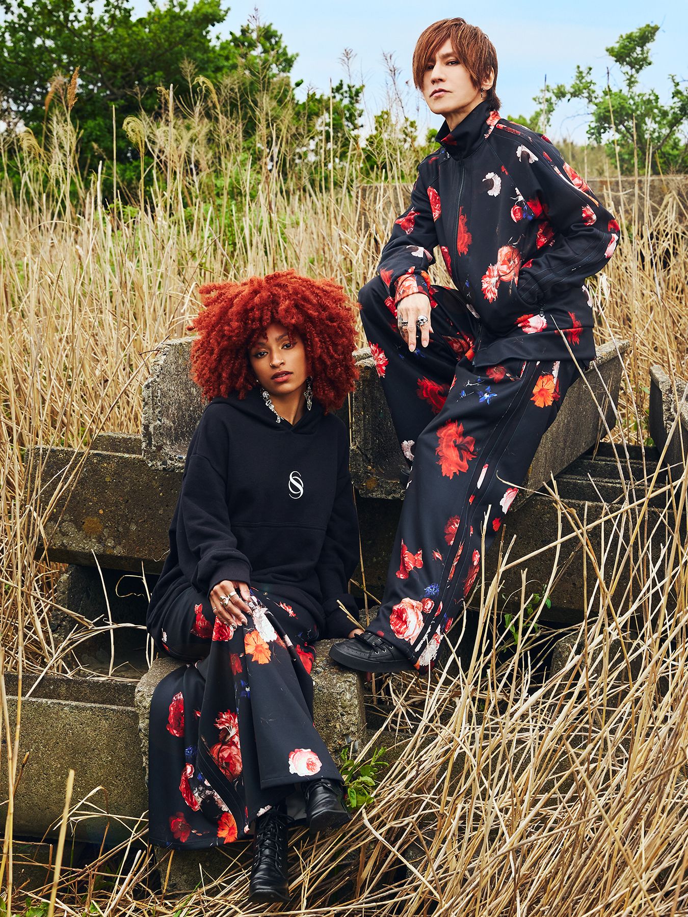 【予約品 4月26日(日) 締切】Slacks Jersey / スラックスジャージ / ブラックフローラ