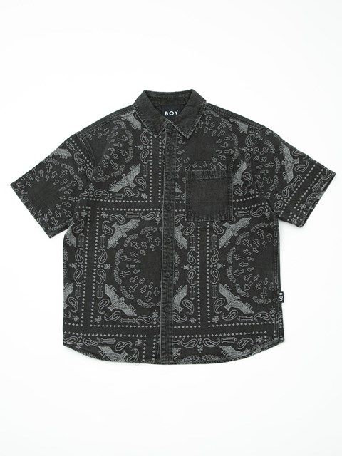 BANDANA DENIM SHIRT / シャツ / ブラック 【BOY LONDON】
