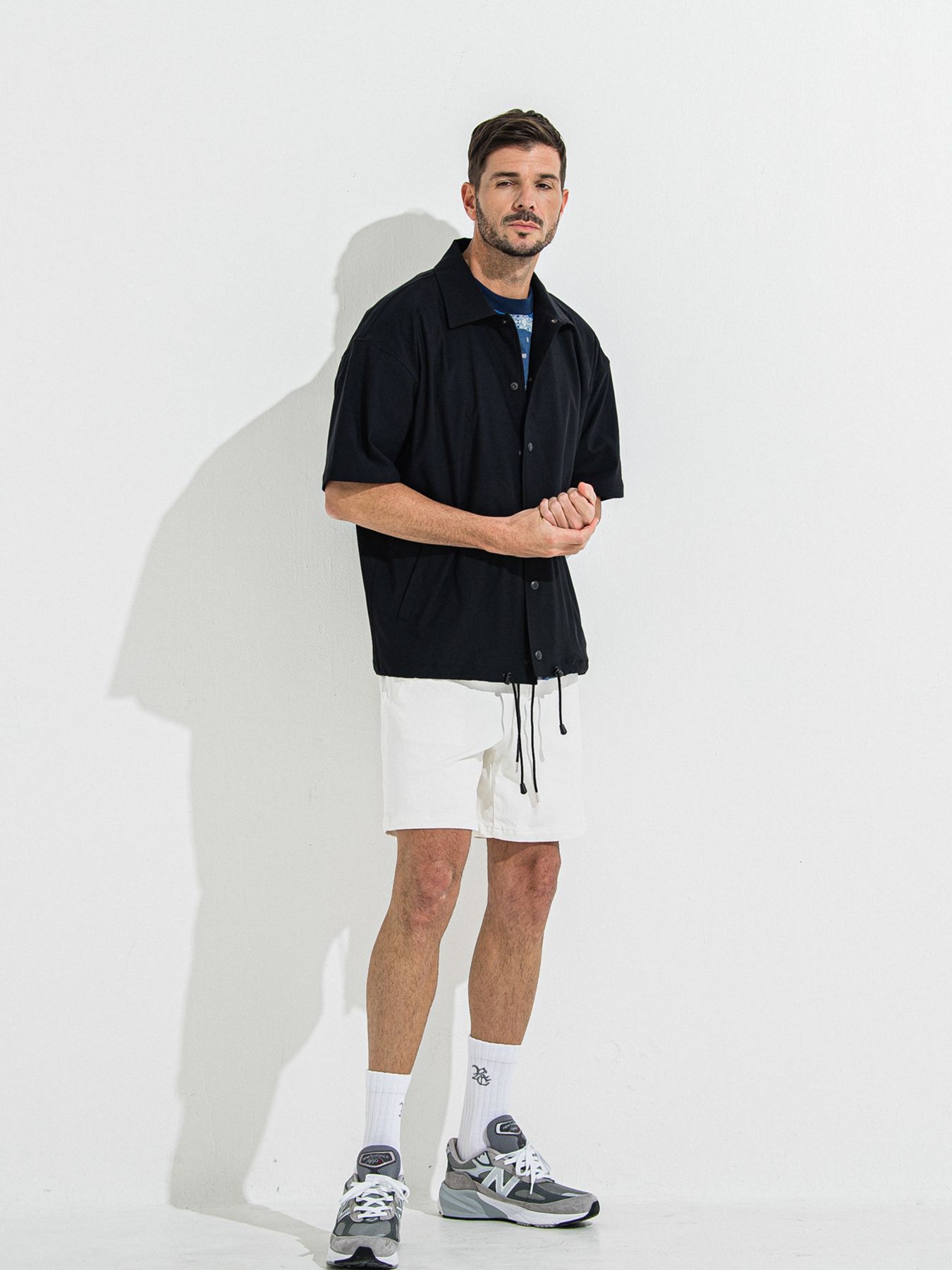 【予約品】NYLON HALF COACH JACKET / ナイロンハーフコーチジャケット / ブラック