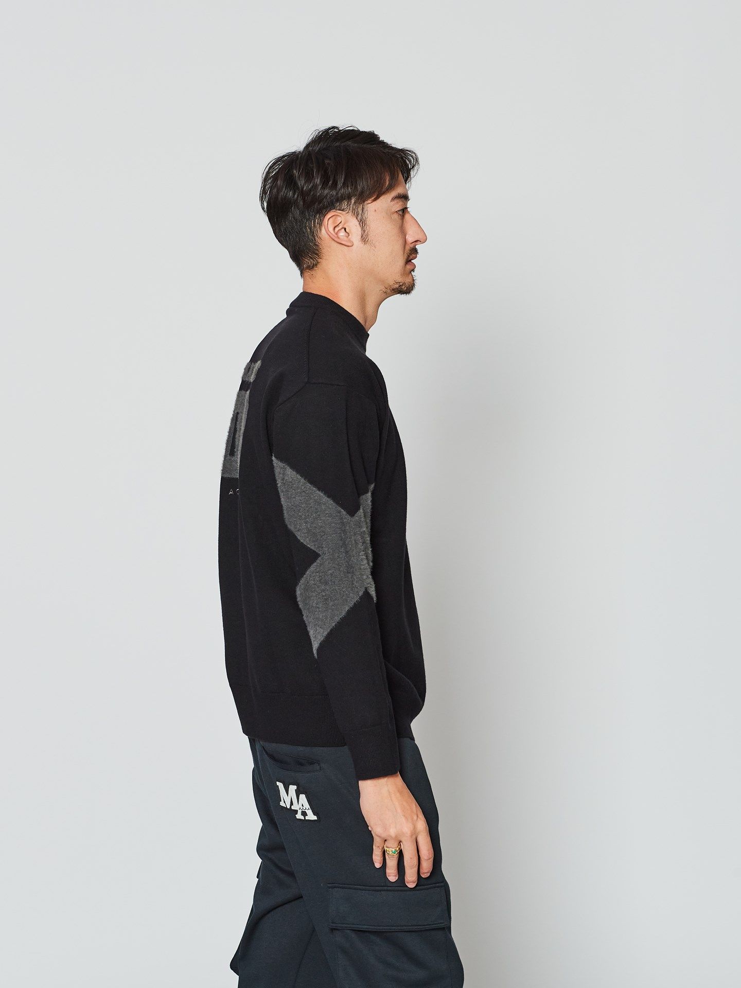 muta Arm Line Knit /コラボ ニット / ブラック 【Acanthus×muta MARINE】