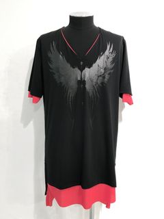 コラボLayered V NeckT-Shirt / レイヤードTシャツ / ブラック×レッド【kiryuyrik featuring TAKAMIZAWATOSHIHIKO】