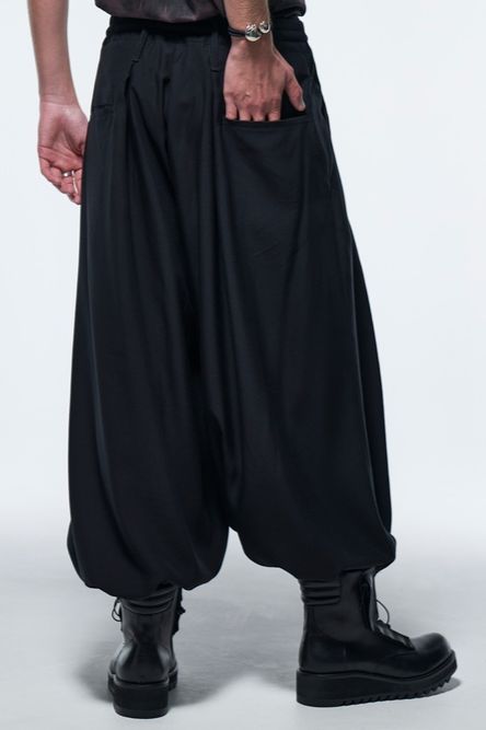 《予約品》 極太ガウチョパンツSharringWideTuckSlacks / テンセルギャバジンブラック 【kiryuyrik】 2023年4月以降入荷予定