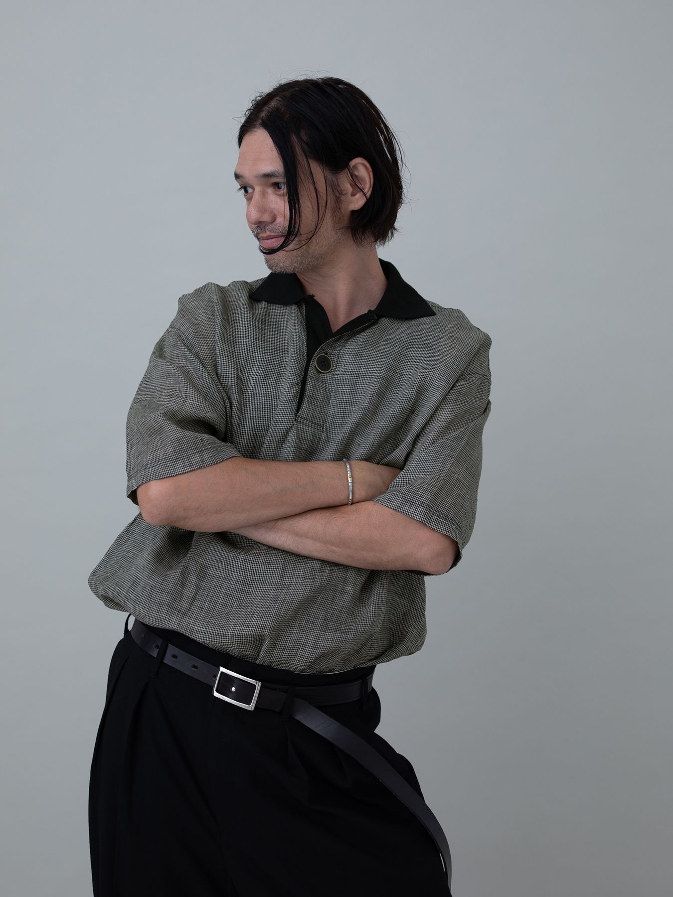 【予約品 11月23日(日) 締切】LINENSHEER POLO / リネン ポロシャツ / BEIGE千鳥