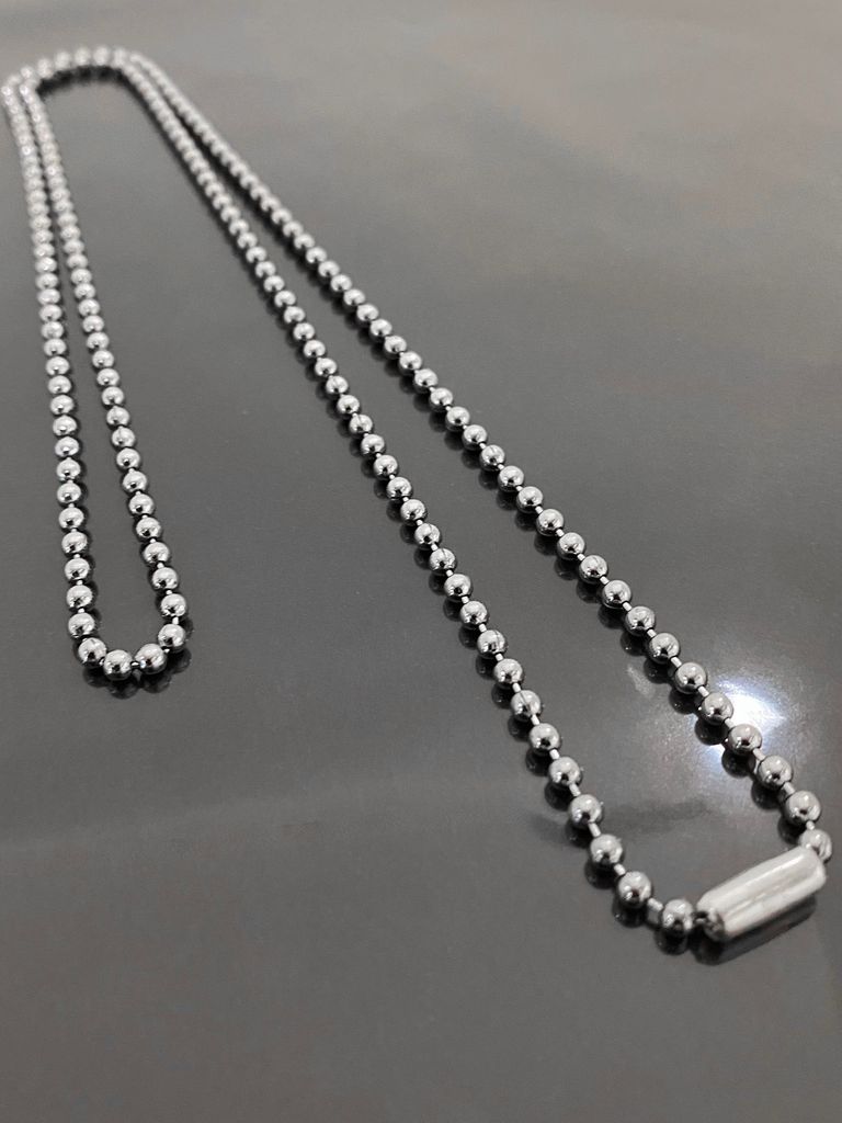 チェーンアップ画像 ボールチェーン : 3mm 45cm真鍮クロムメッキボールチェーン