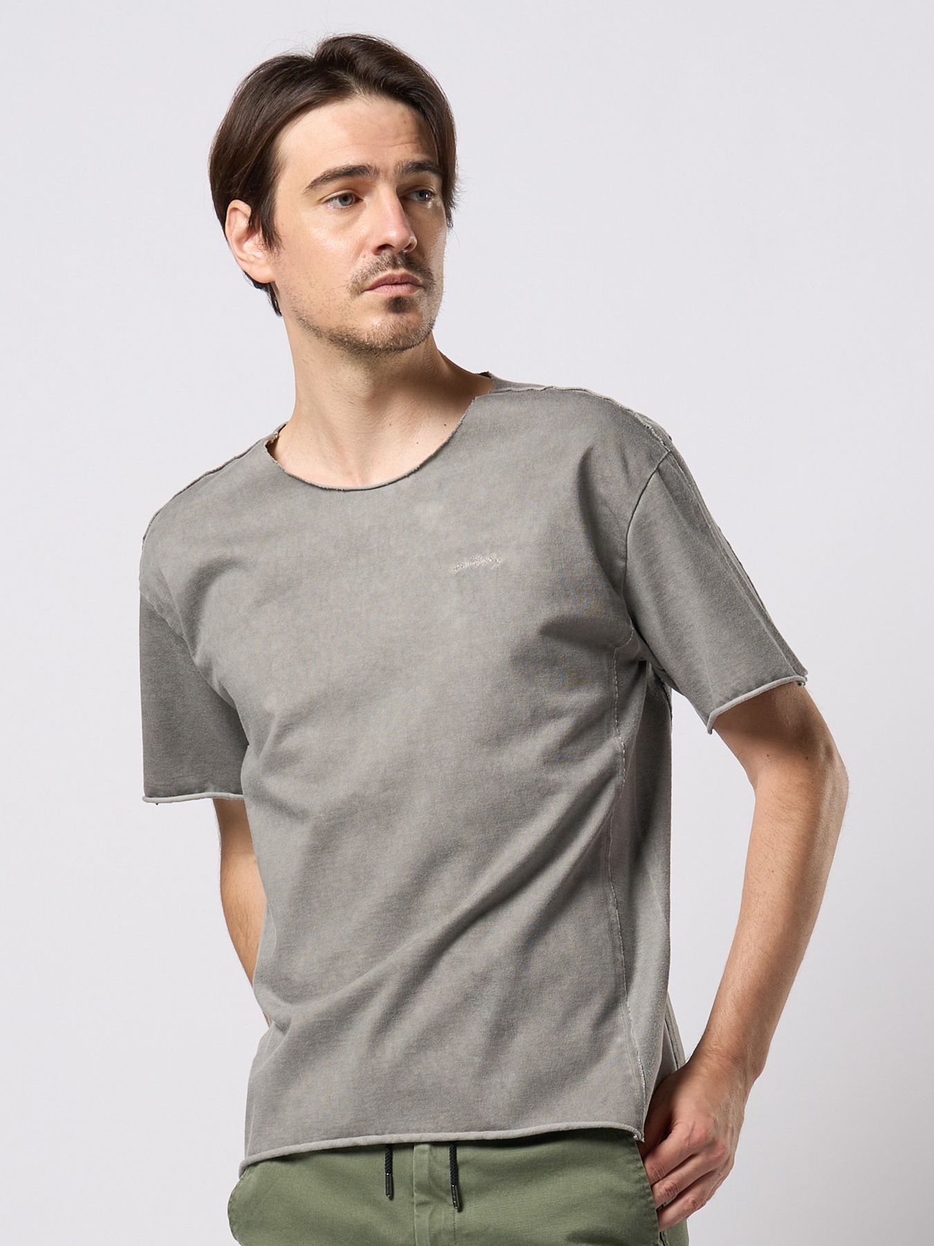 【予約品 9月23日(火) 締切】tight jersey cut-off S/S / タイトジャージ カットオフ ショートスリーブ / ライトグレー