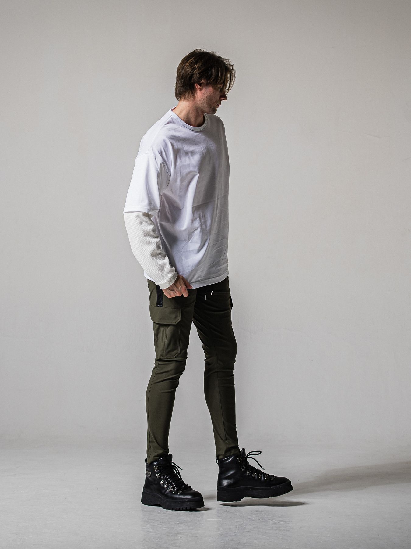 【予約品 11月16日(日) 締切】DARREL CARGO PT / ダレル ナイロンカーゴパンツ / カーキ×ブラック