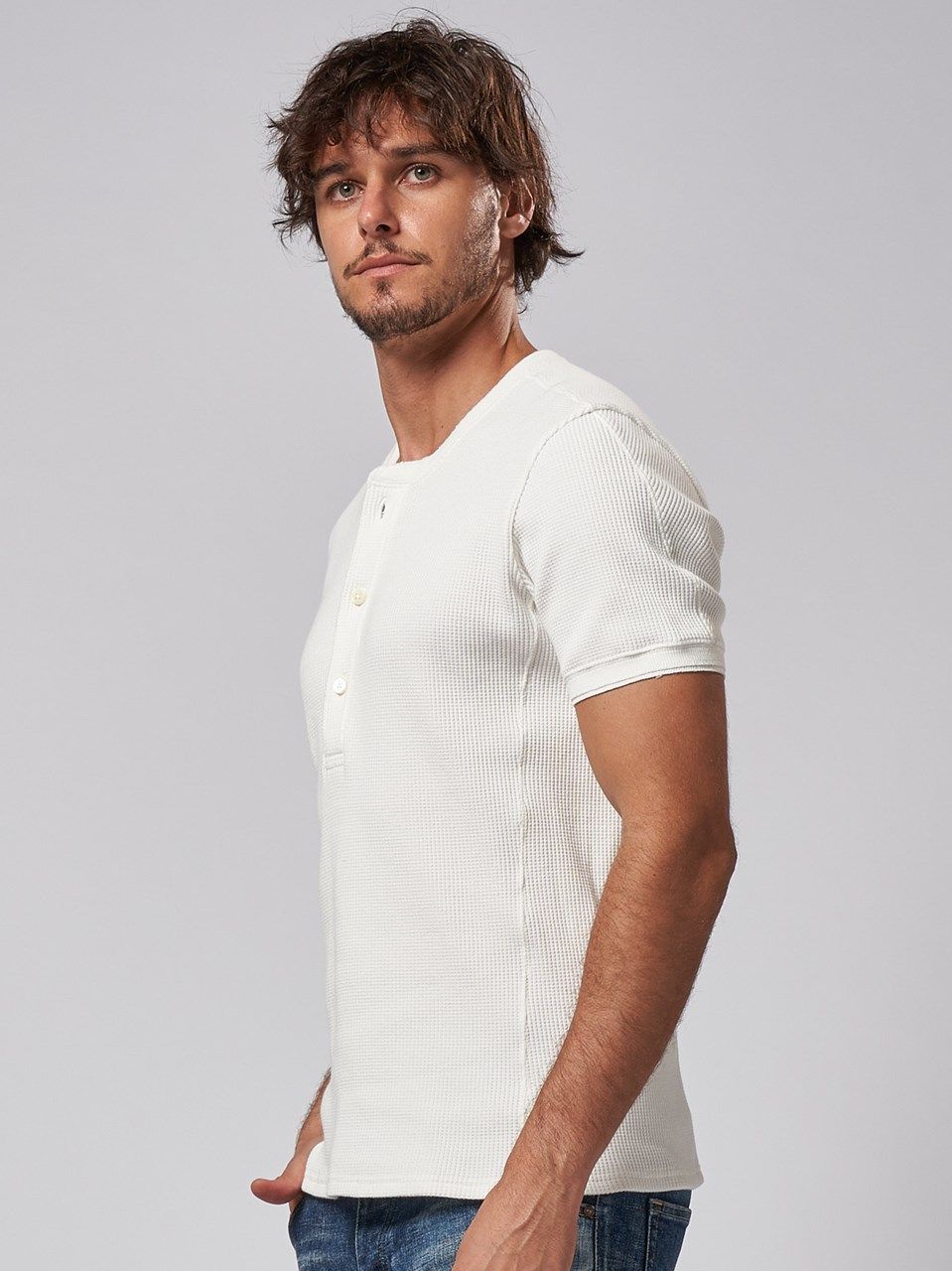 《予約品》 waffle henley / Tシャツ / ホワイト