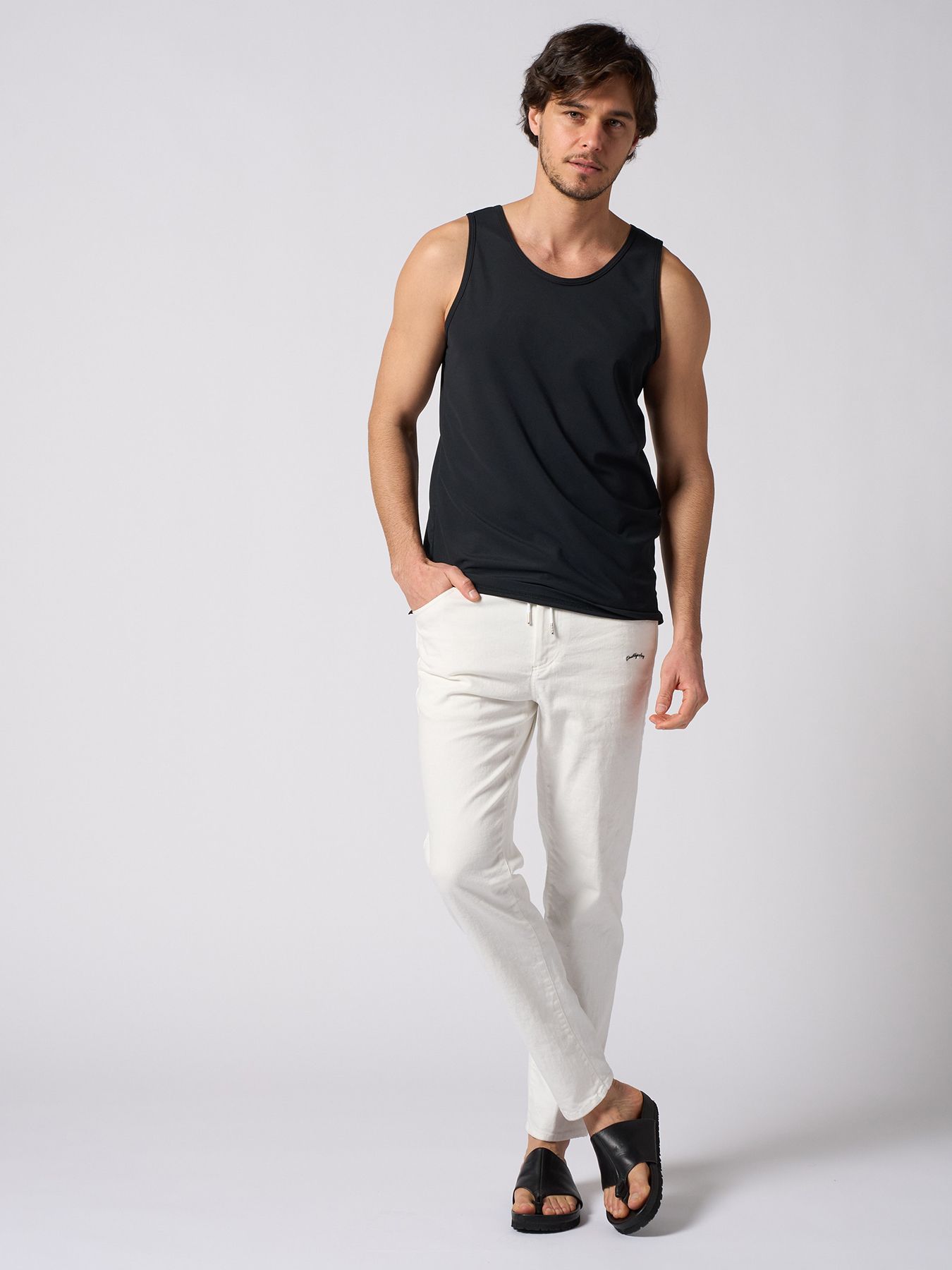 【予約品 1月25日(日) 締切】thin denim easy / シンデニム イージーパンツ / ホワイト