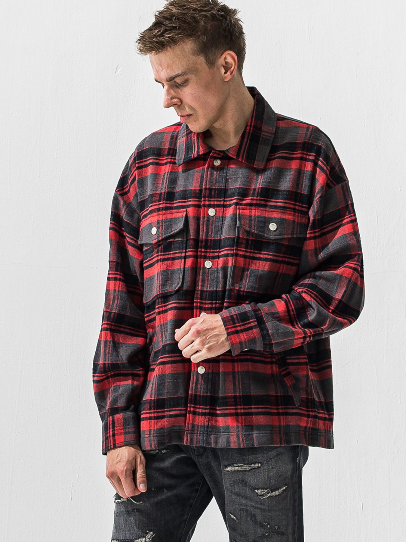 【予約品 9月6日(日) 締切】OLD SLUB CHECK JK / ヴィンテージ ネルジャケット / レッド