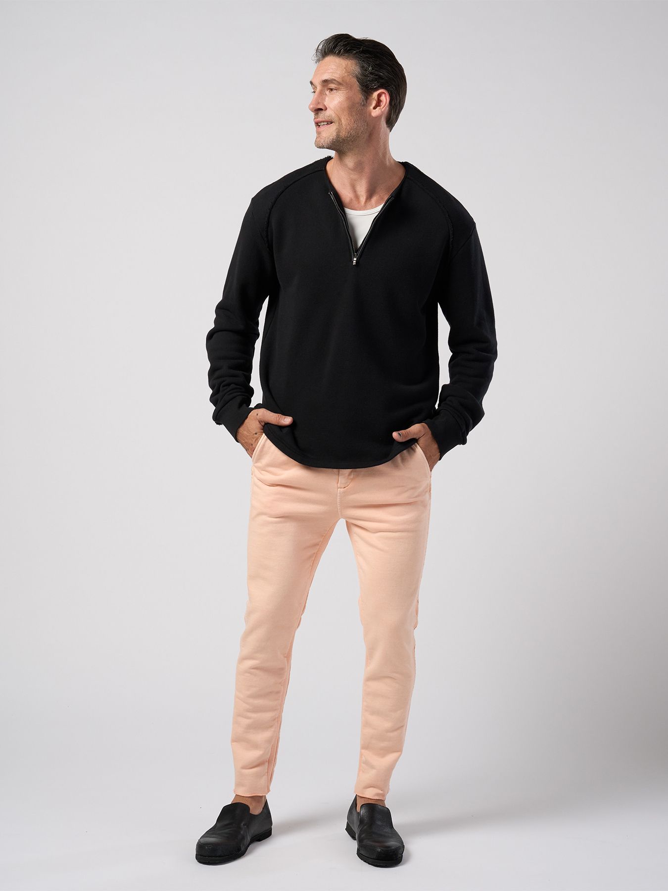 【予約品】soft luxe urake half-zip sweatshirt / プレミアム裏毛 ハーフジップスウェット / ブラック
