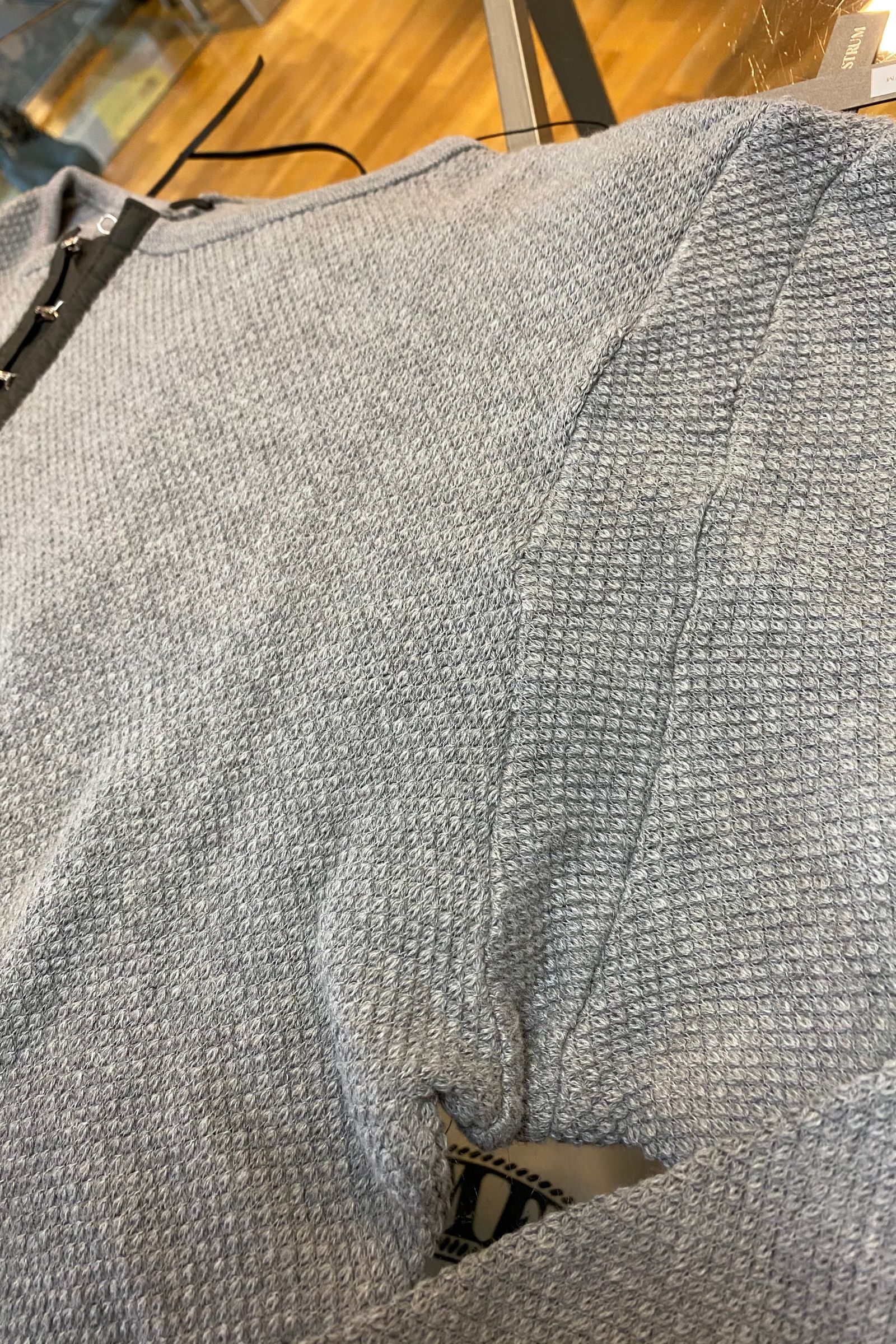 ローゲージストレッチ カノコダブル ジャージ ヘンリーネックTシャツ / GRAY 【STRUM】