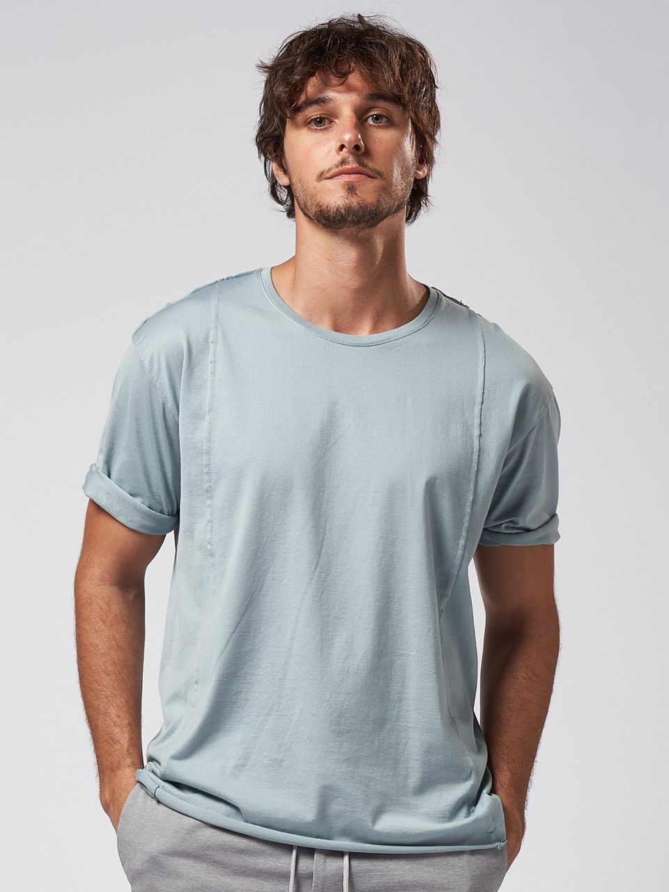 wjk - 《予約品》 roll-up sleeve cut&sewn / Tシャツ / アイスブルー