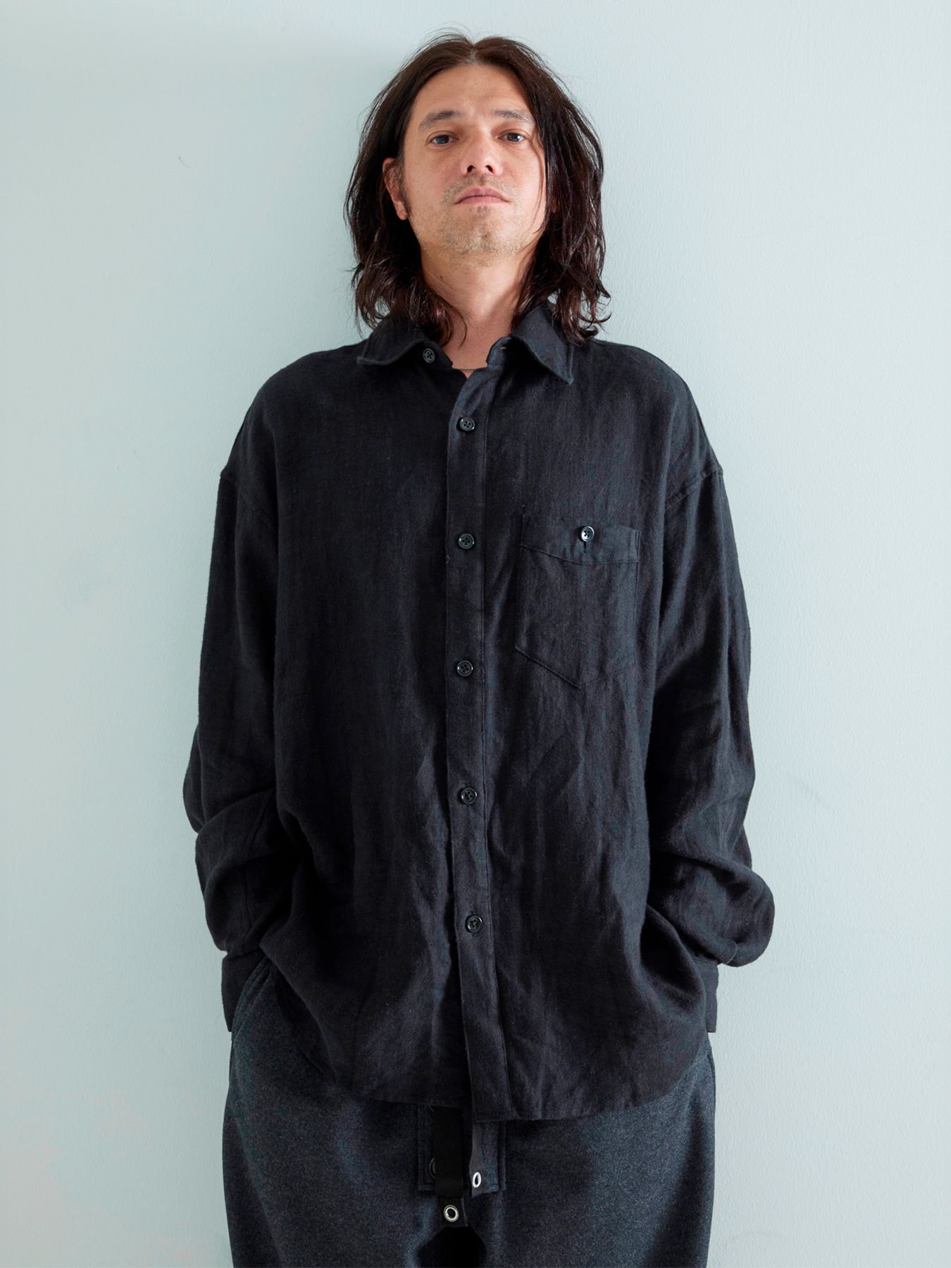 【予約品 5月7日(水)AM10時  締切】Brushlinen / リネンシャツ / ブラック
