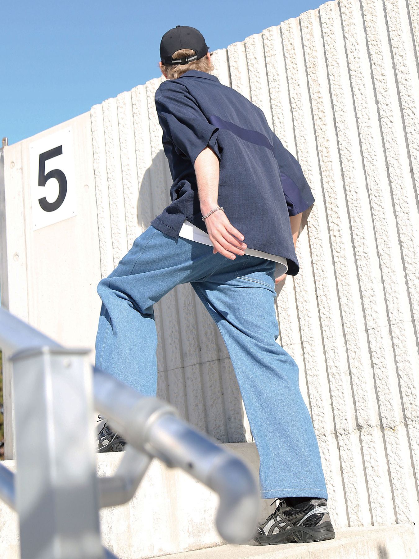 DENIM-MESH PANTS / アイスブルー【QUOLT】
