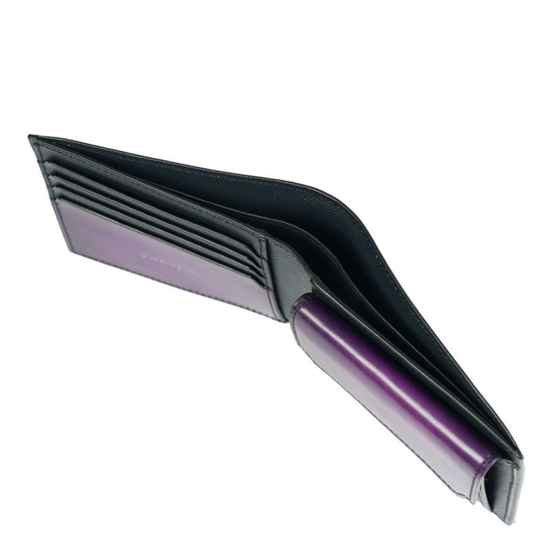 二つ折り財布 イタリア産ベビーカーフ × 国産牛革 PURPLE商品番号 YVP132【 yuhaku】