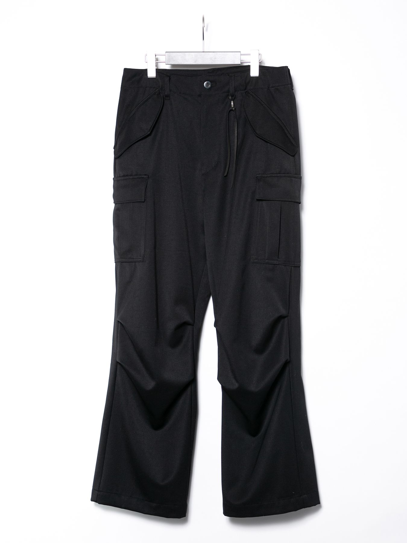 Washable High Density Wool polyethylene Twill Cargo Pants / 高密度 ウール ポリエチレン ウォッシャブル ツイル カーゴ パンツ / ブラック
