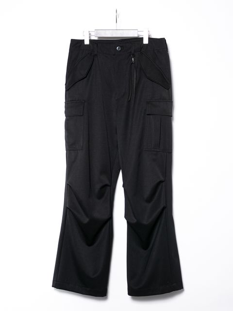 Washable High Density Wool polyethylene Twill Cargo Pants / 高密度 ウール ポリエチレン ウォッシャブル ツイル カーゴ パンツ / ブラック