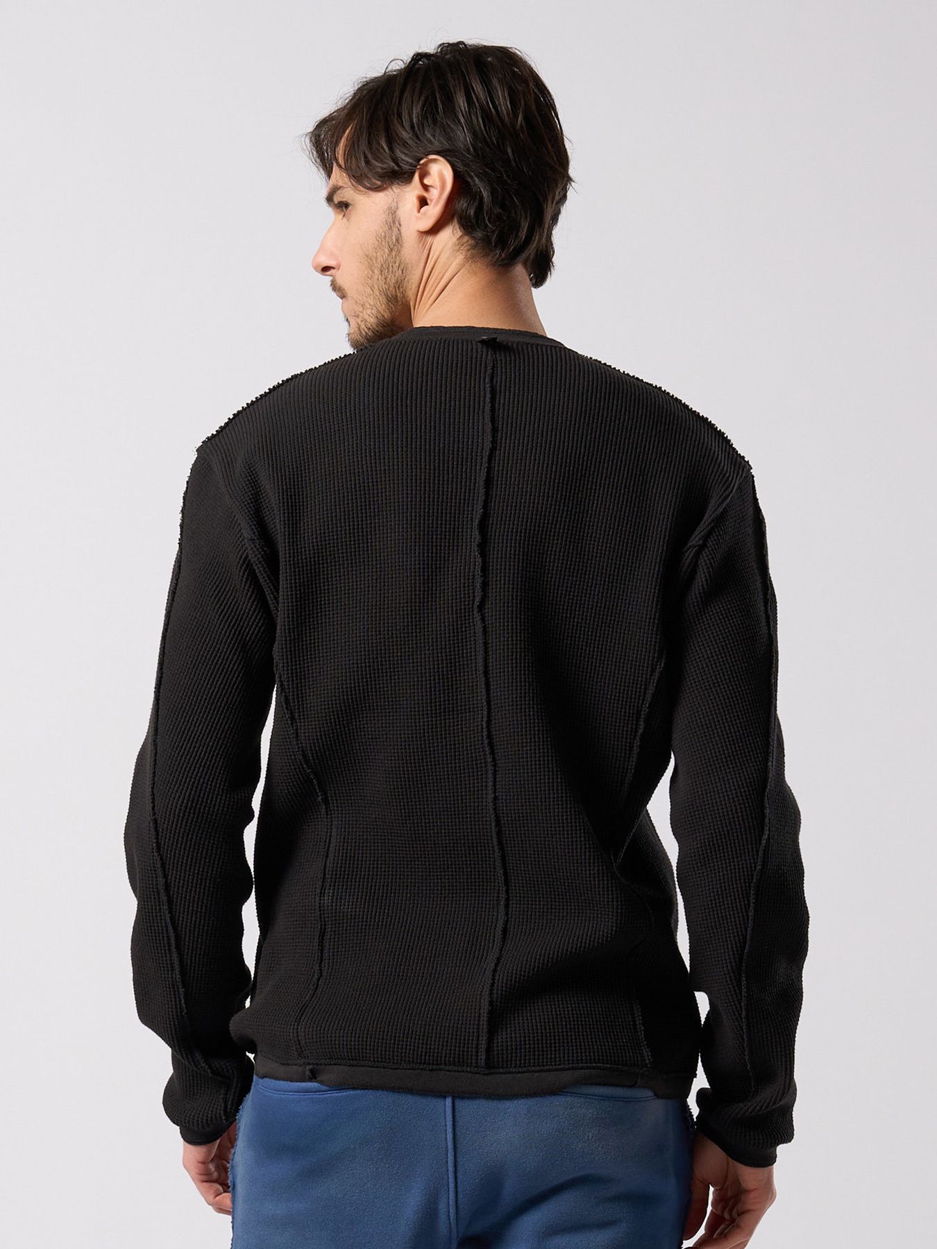 【予約品 4月19日(日) 18時締切】waffle henley L/S / ワッフル ヘンリーネック ロングスリーブ / ブラック