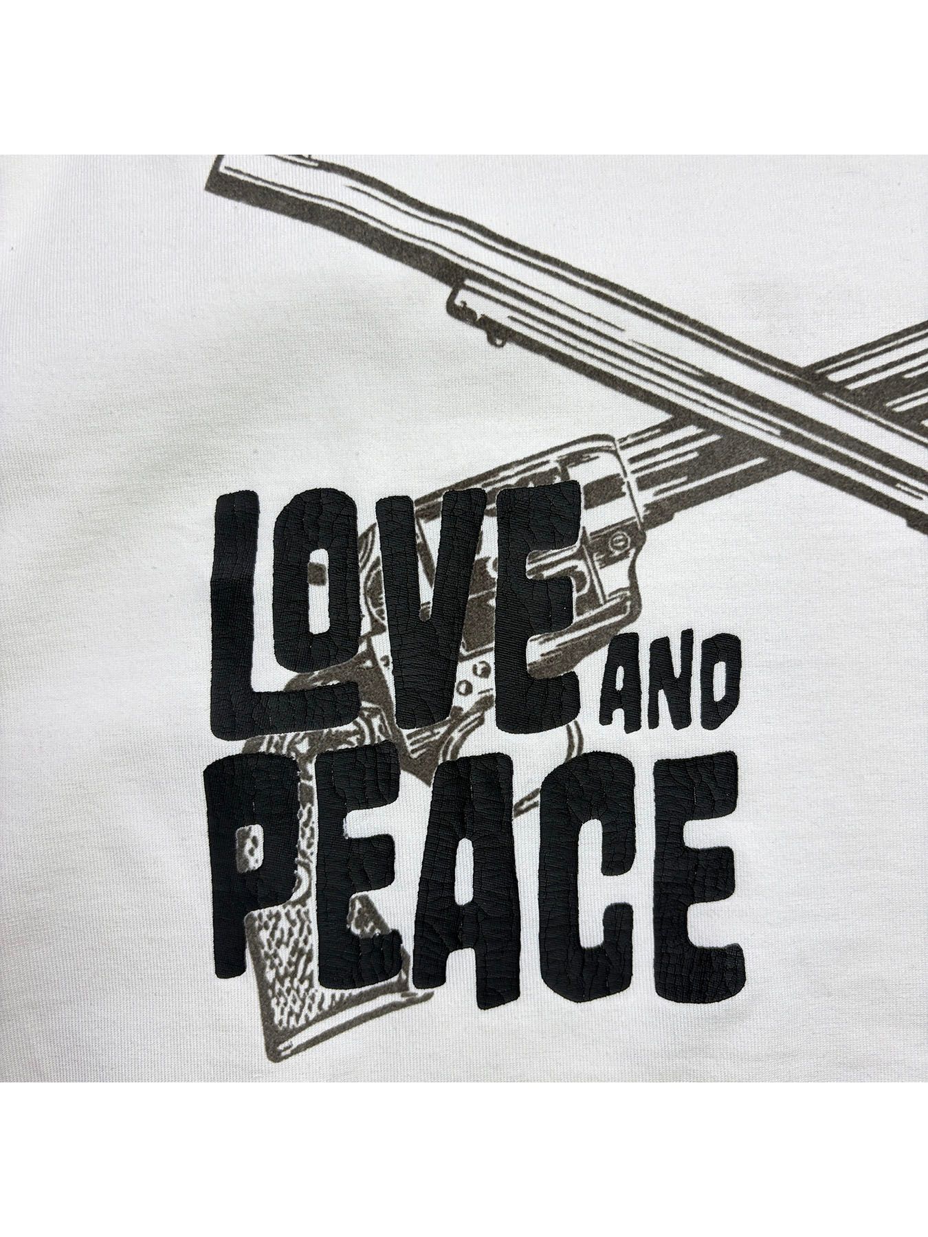 【予約品 3月9日(月) 18:00 締切】ORG/CO S/TEE LAP/GUN / クロスガン LOVE and PEACE オーガニックコットン Tシャツ / ホワイト
