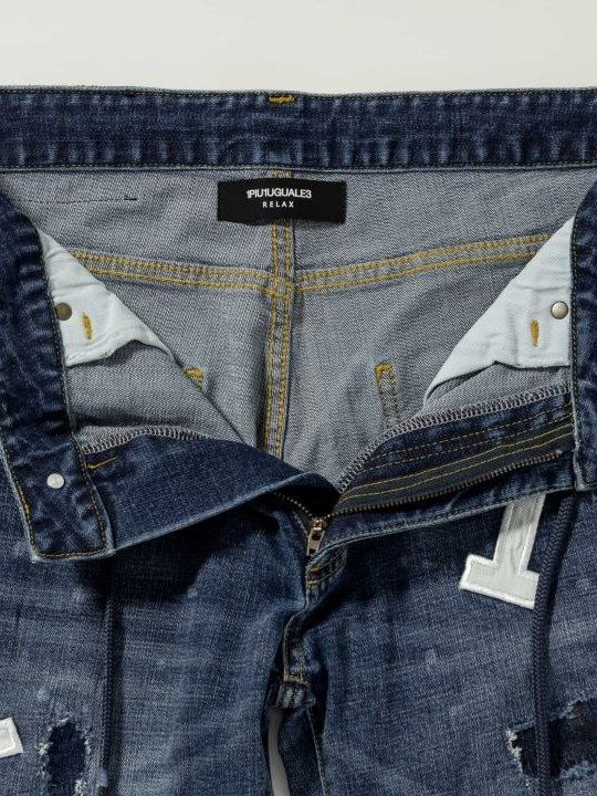 ロゴアップリケデニムパンツ インディゴ