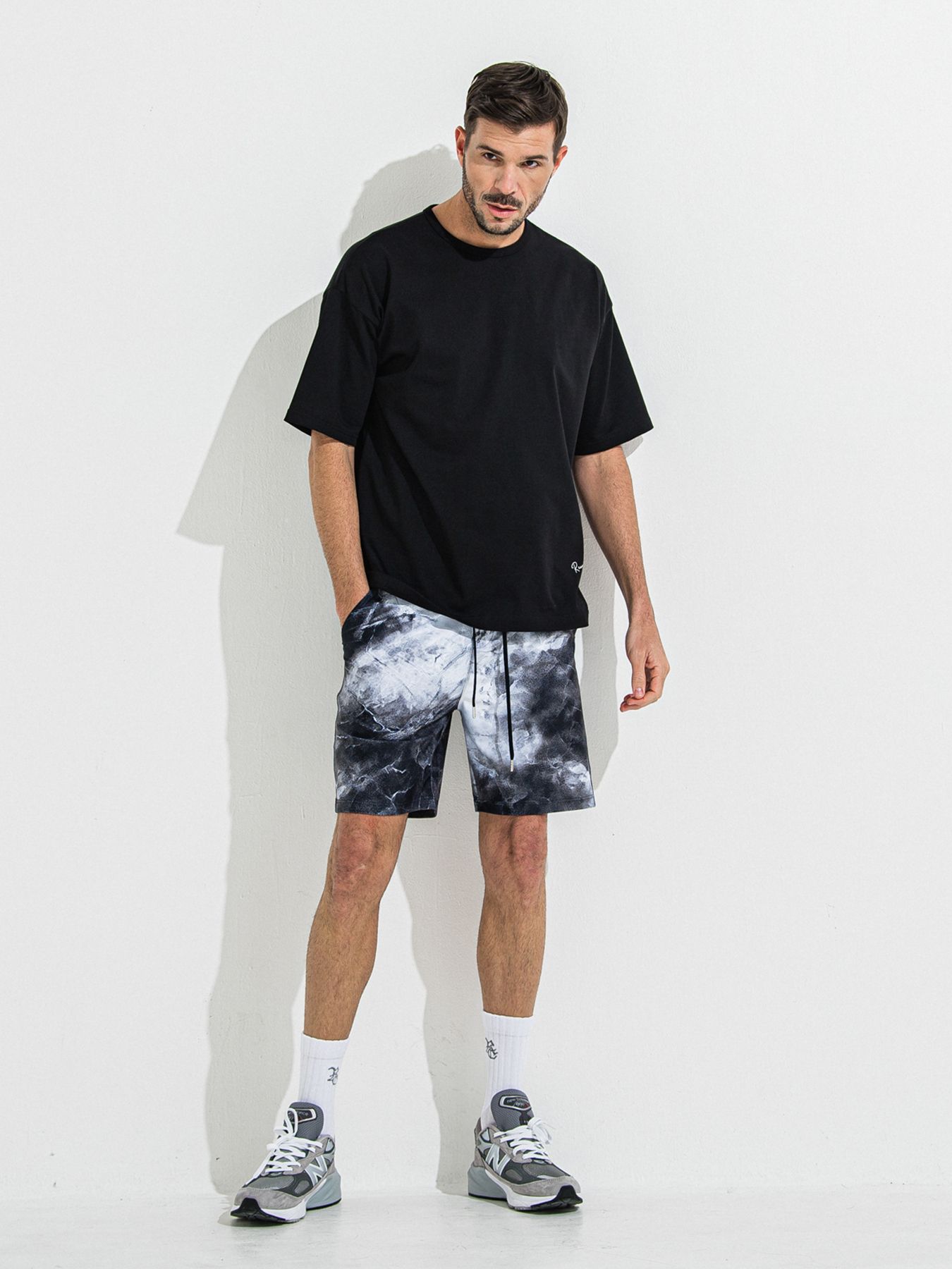【予約品 】RASH SHORTS / ラッシュガード ショーツ / マーブルブラック