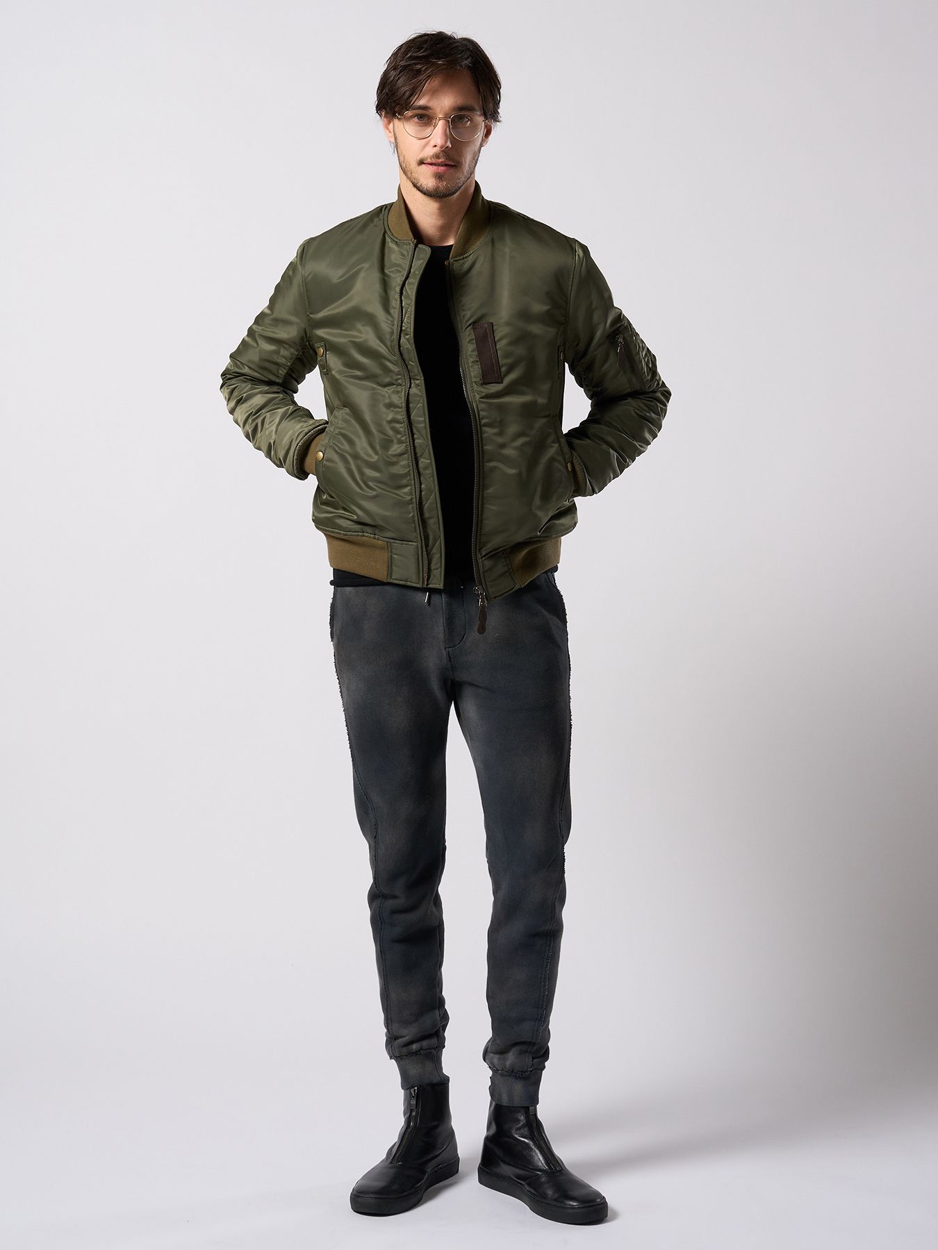 【予約品 4月19日(日) 18時締切】slim cut-off crew-neck L/S / スリムカットオフ クルーネック ロングスリーブ / ディープブラック