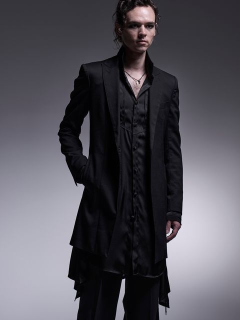 【予約品 7月13日(日) 締切】Long Peaked Jacket / ロングピークドラペルジャケット / ブラック