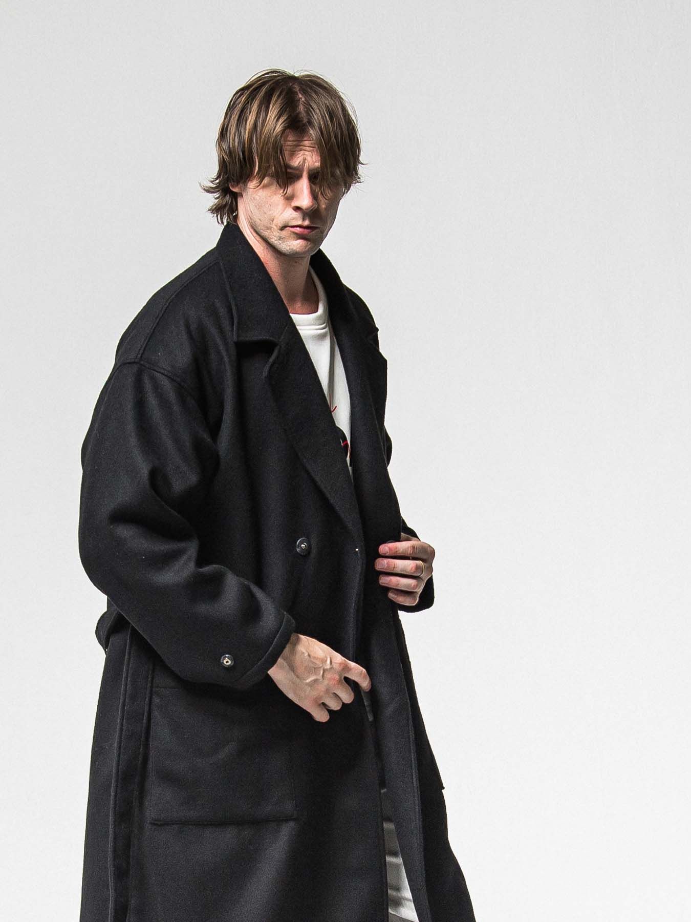 【予約品 】GOWN OVER COAT / ガウンオーバーコート / ブラック