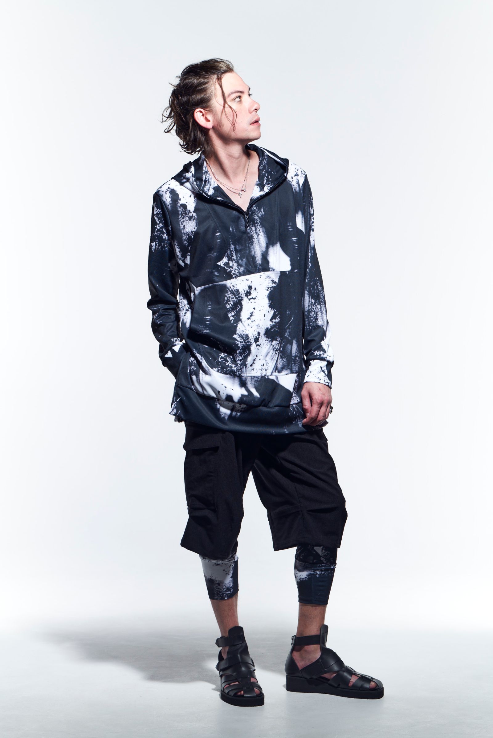 《予約品》 ZippHoodie パーカー InkJetPrintJersey / Black&Grey 【kiryuyrik】 5月入荷予定