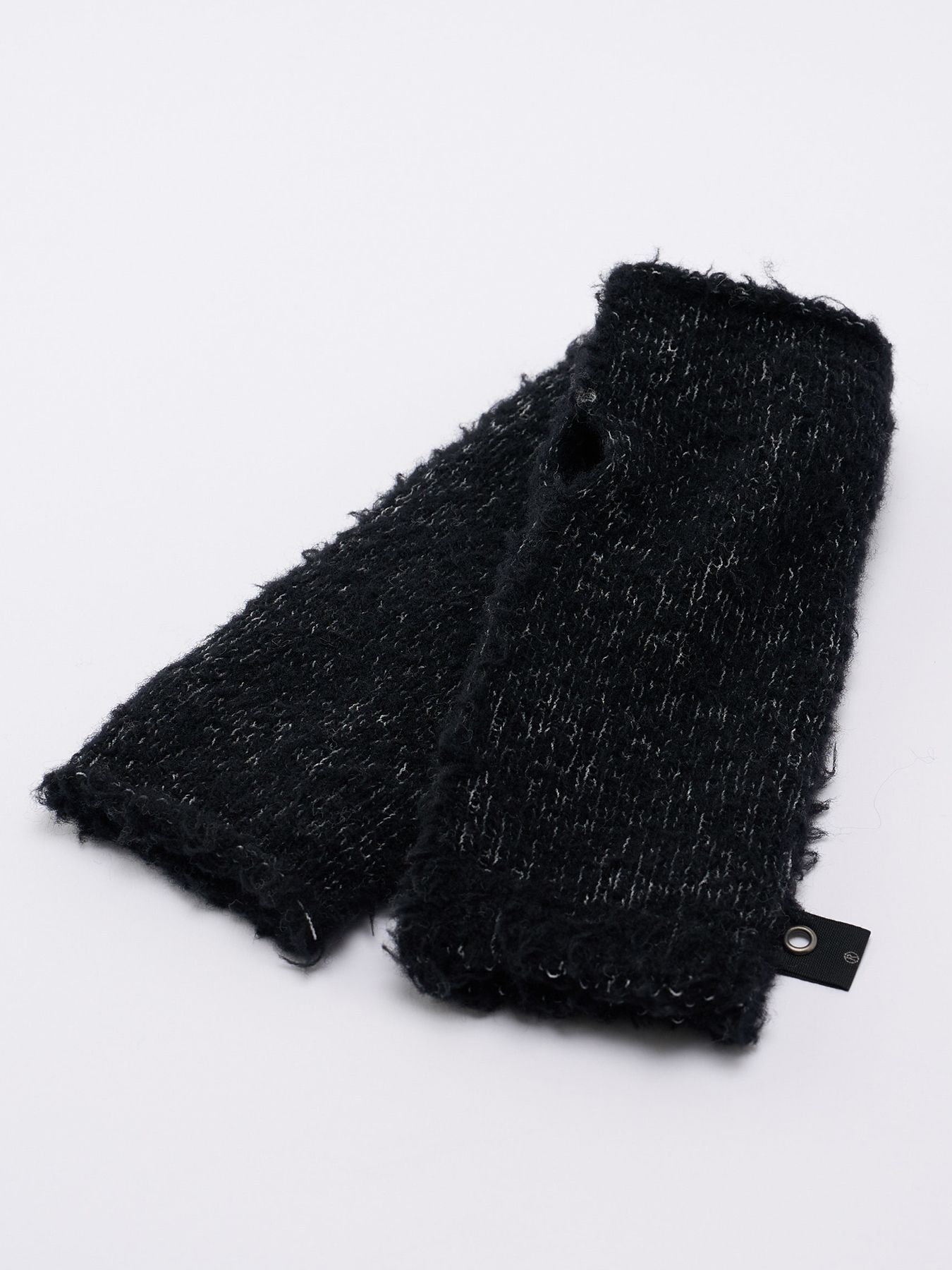 【予約品 4月19日(日) 18時締切】fancy yarn knit hand warmer / ニットハンドウォーマー / ブラック