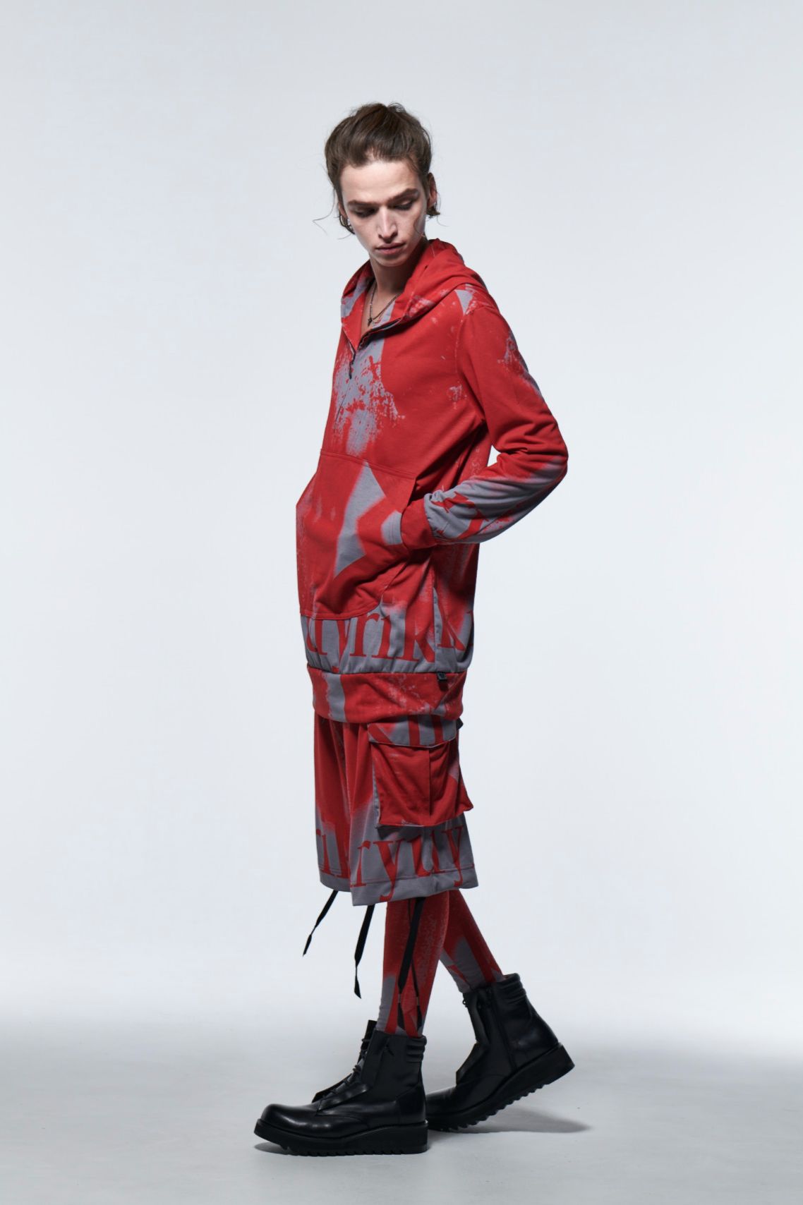 《予約品》 ZippLooseHoodie / レッド＆グレー 【kiryuyrik】 2023年2月以降入荷予定