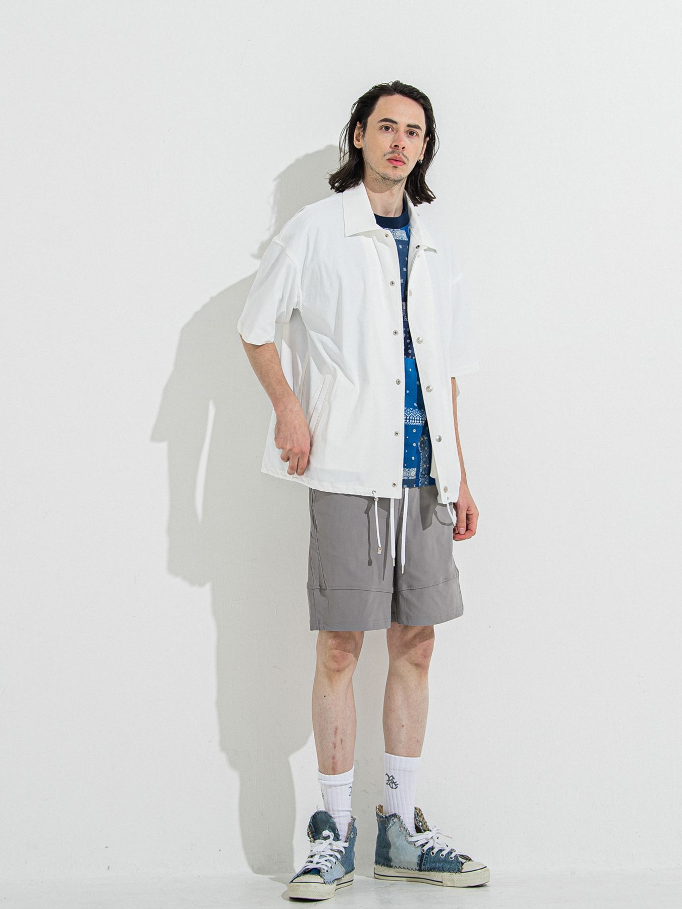 【予約品 】NYLON HALF COACH JACKET / ナイロンハーフコーチジャケット / ホワイト