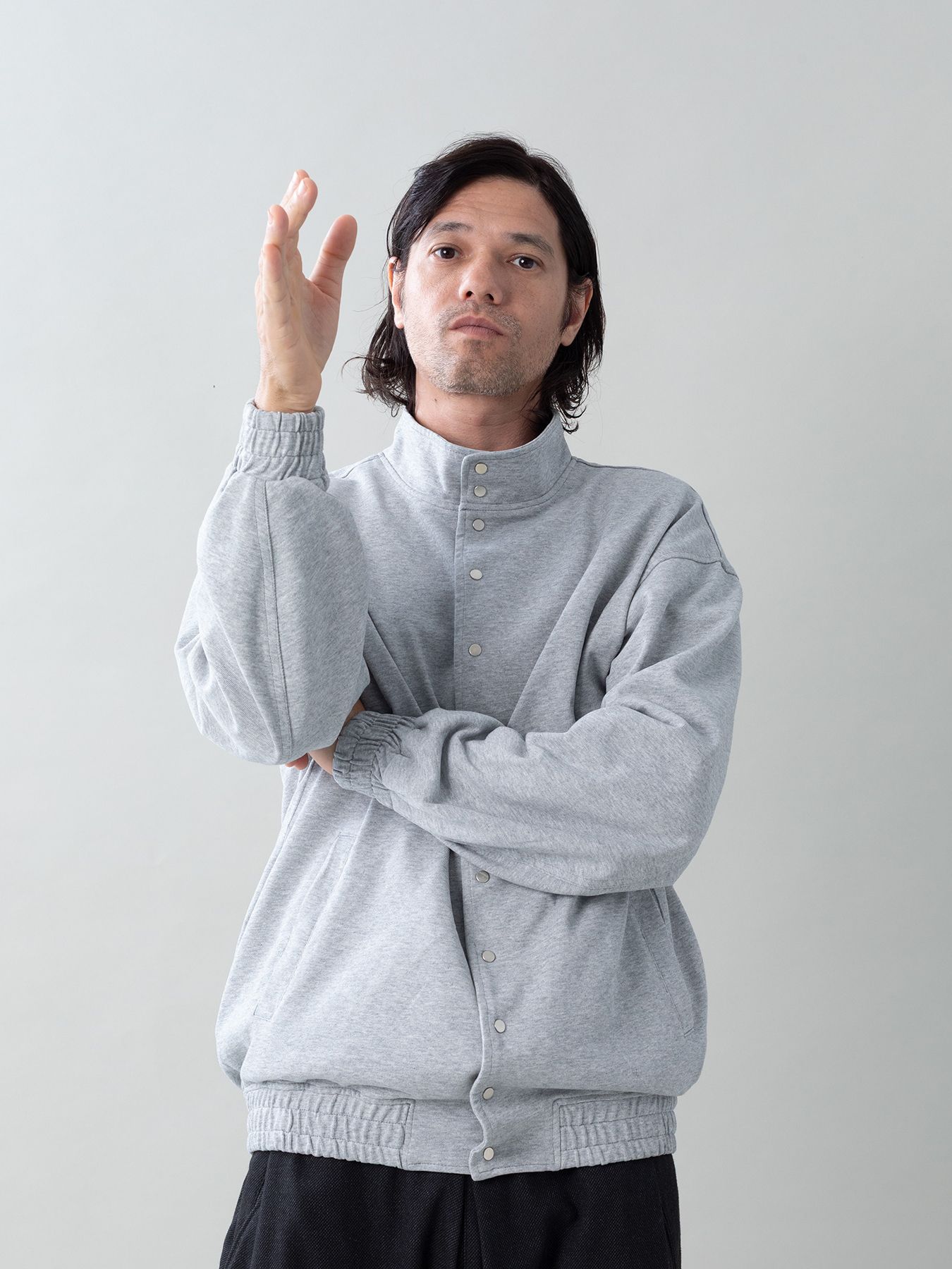 【予約品 5月6日(水) 締切】MOLD-SWEATJACKET / スタンドブルゾン / 杢グレー