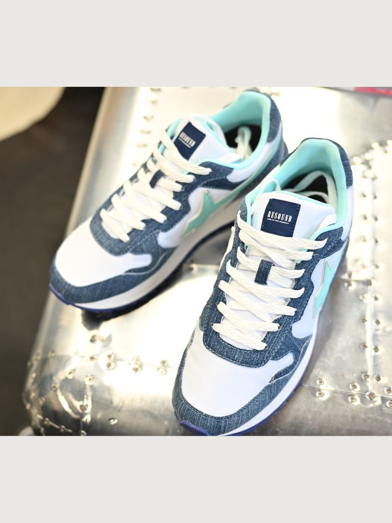 コラボ限定 W6YZ×RESOUNDCLOTHINGコラボスニーカー / ブルーグリーン