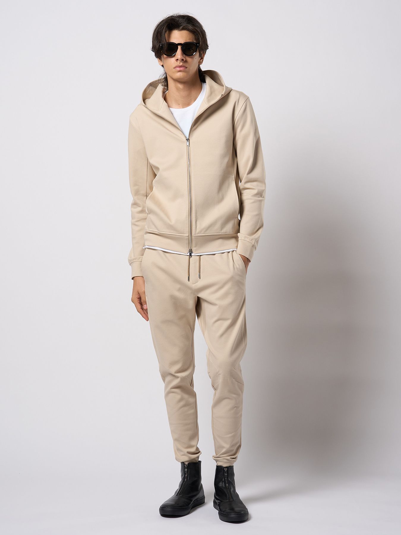 【予約品 9月23日(火) 締切】high neck zip-up parka / ハイネック ジップアップパーカー / ライトベージュ