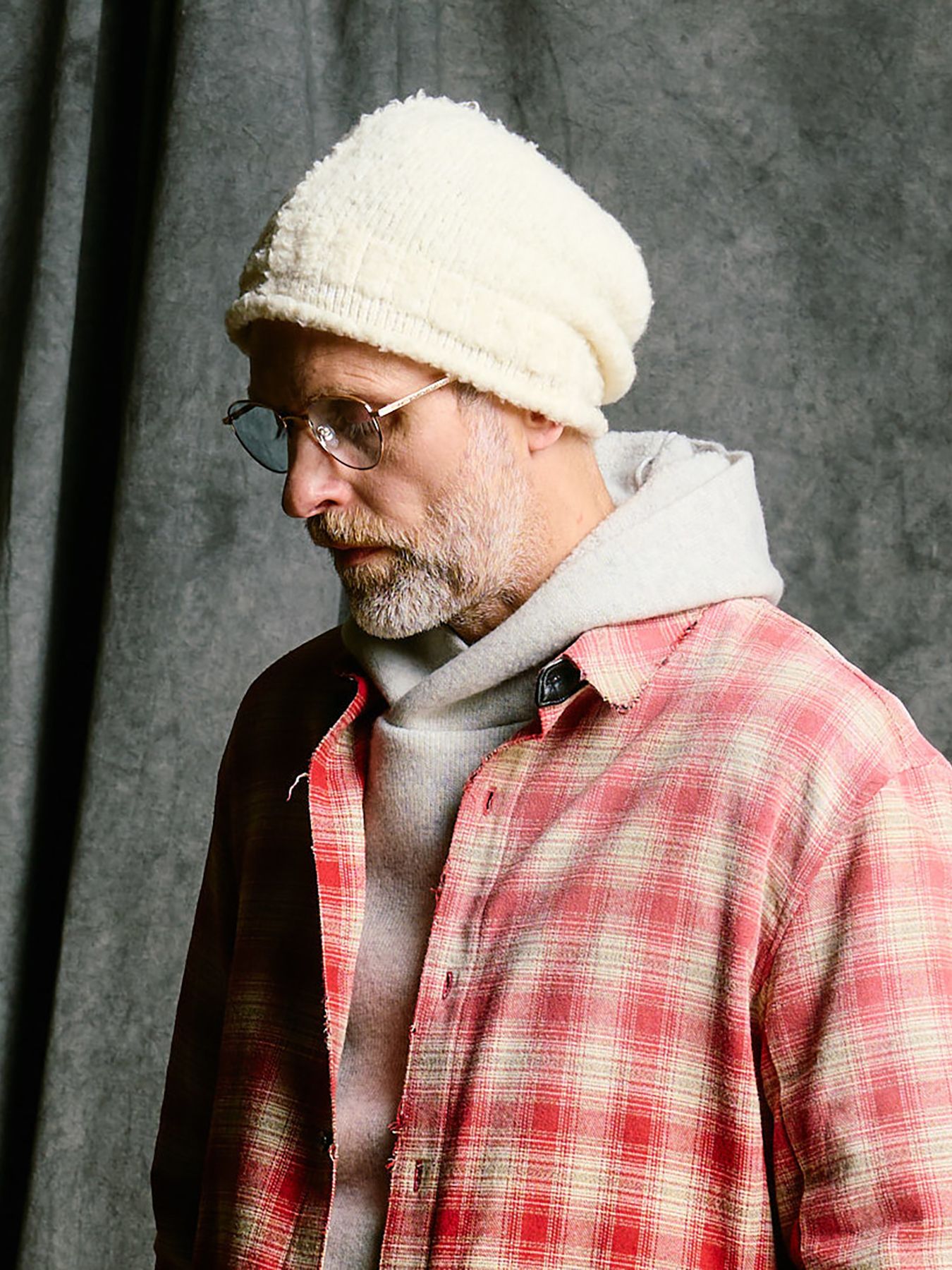 【予約品 4月19日(日) 18時締切】fancy yarn roll beanie / バルーン型ニットキャップ / ホワイト