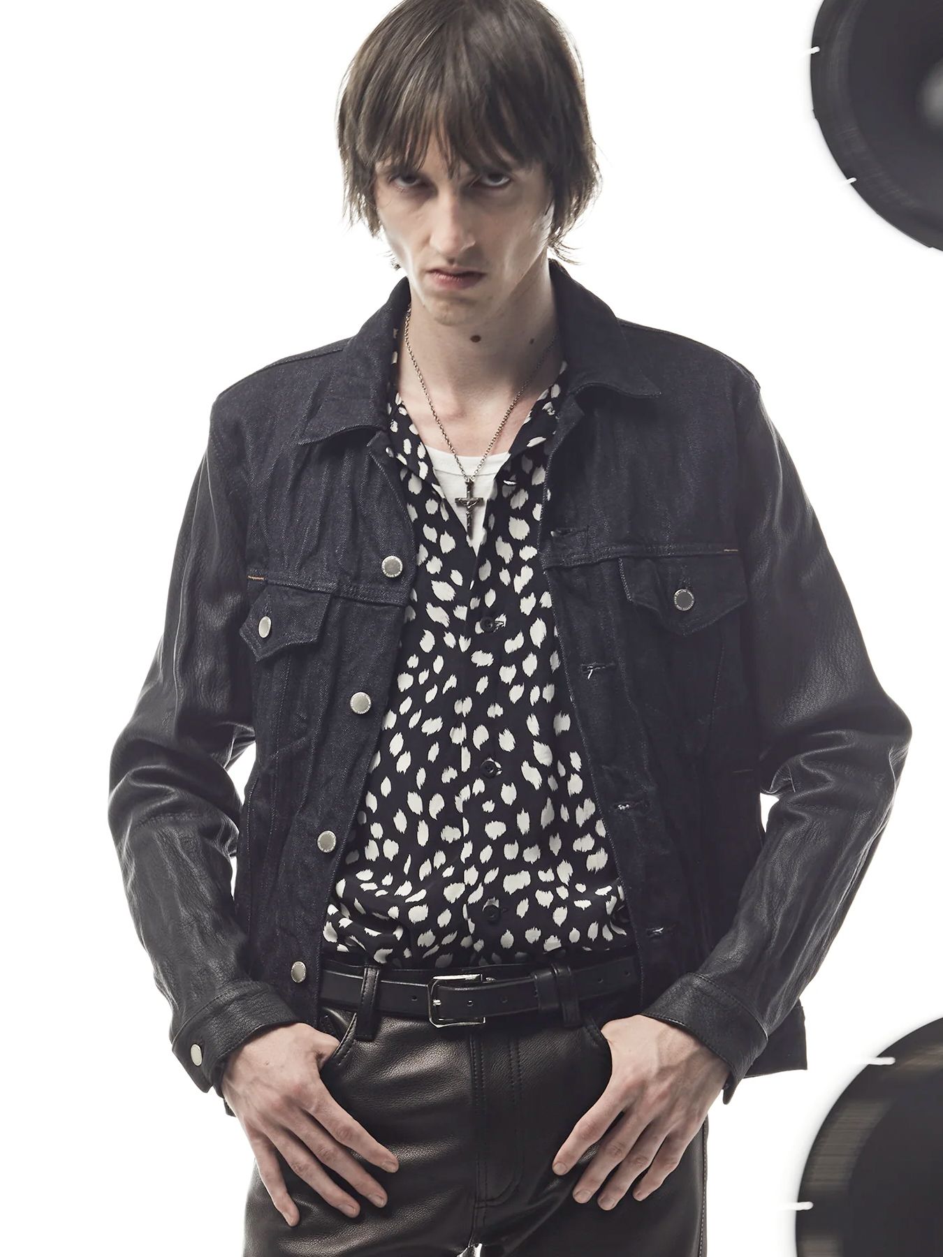 Leopard Printed Cupra Rayon H/S Open Collar Shirt / キュプラ レーヨン 豹柄プリントH/S 開襟シャツ / ブラック豹柄