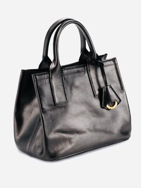 Metallic Leatherミニトート(牛革/日本製)シルバーブラック【aniary】