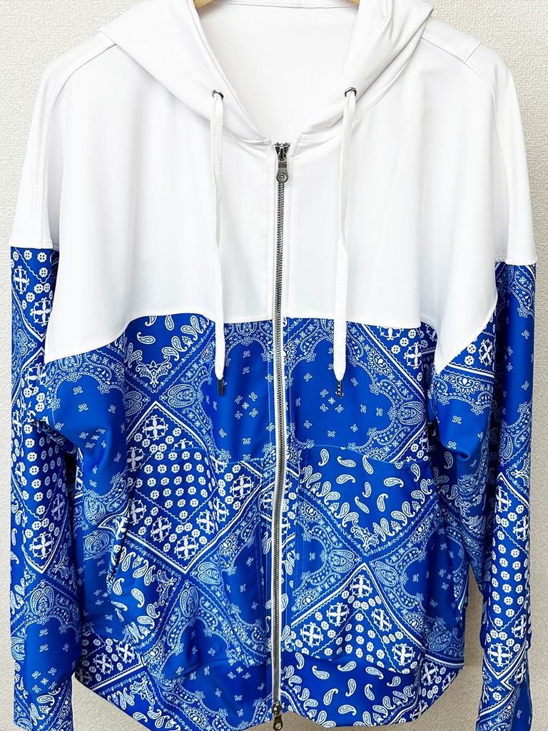 《予約品3月3日18：00締め》 Paisley RUSH OVER ZIPUP HOODIE / ラッシュガードパーカー / バンダナブルー