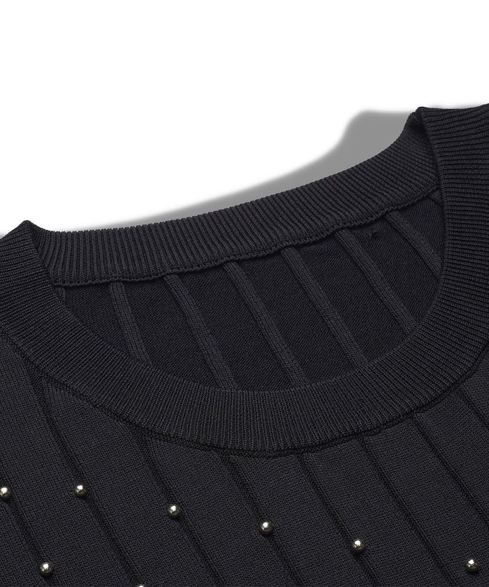 スタッズニットプルオーバー BLACK【NO ID.】