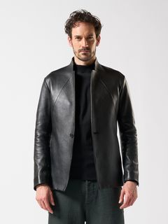 wjk - 【予約品】 seam jacket / レザージャケット / チャコール wjk - 【予約品】 seam jacket / レザージャケット / チャコール