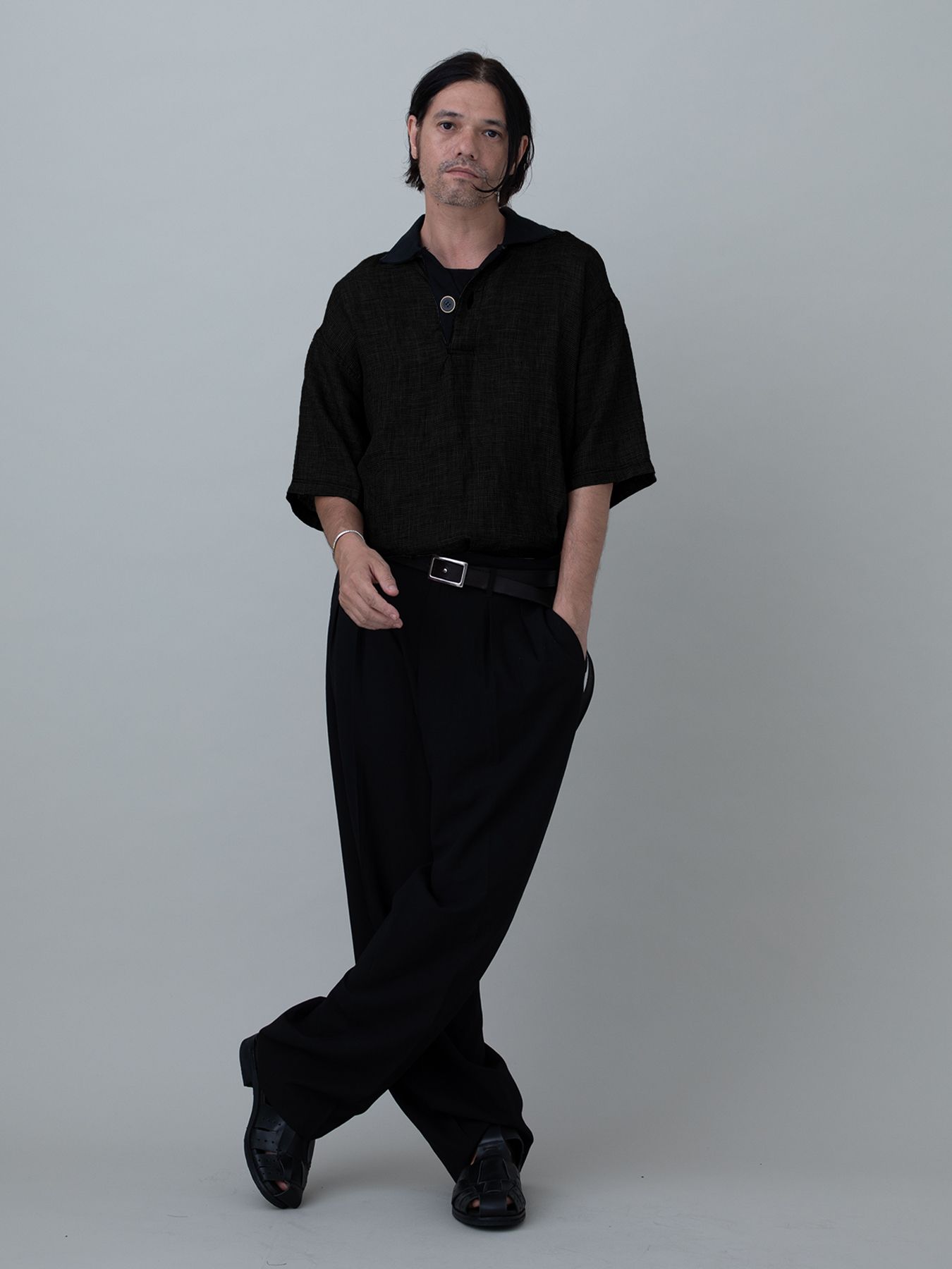 【予約品 11月23日(日) 締切】LINENSHEER POLO / リネン ポロシャツ / BLACK