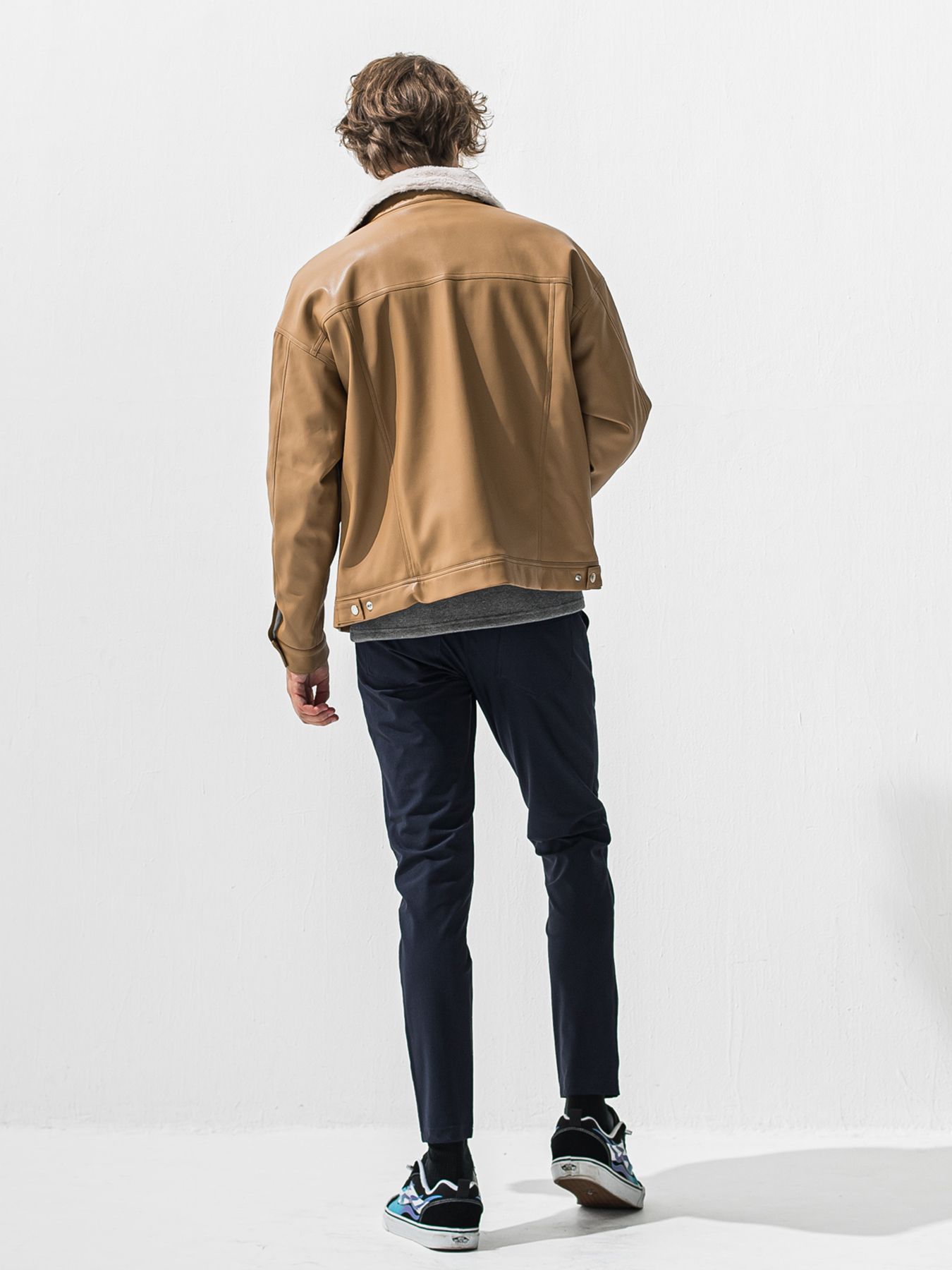 【予約品 9月6日(日) 締切】LEATHER FUR OVER G / レザー ファー オーバー Gジャン / ベージュ