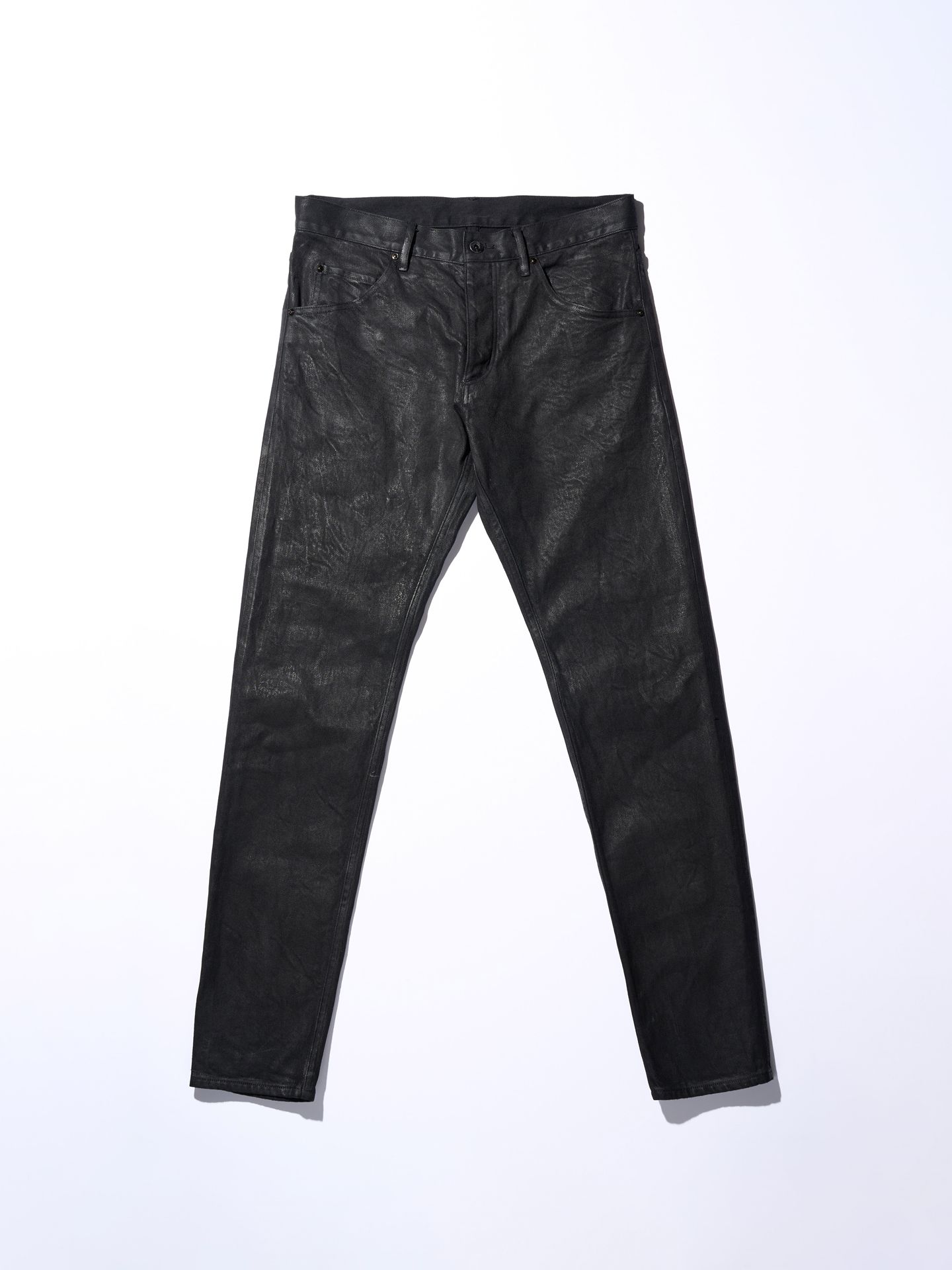 【予約品】 tight straight selvedge denim(oild) / デニム / コーティングブラック